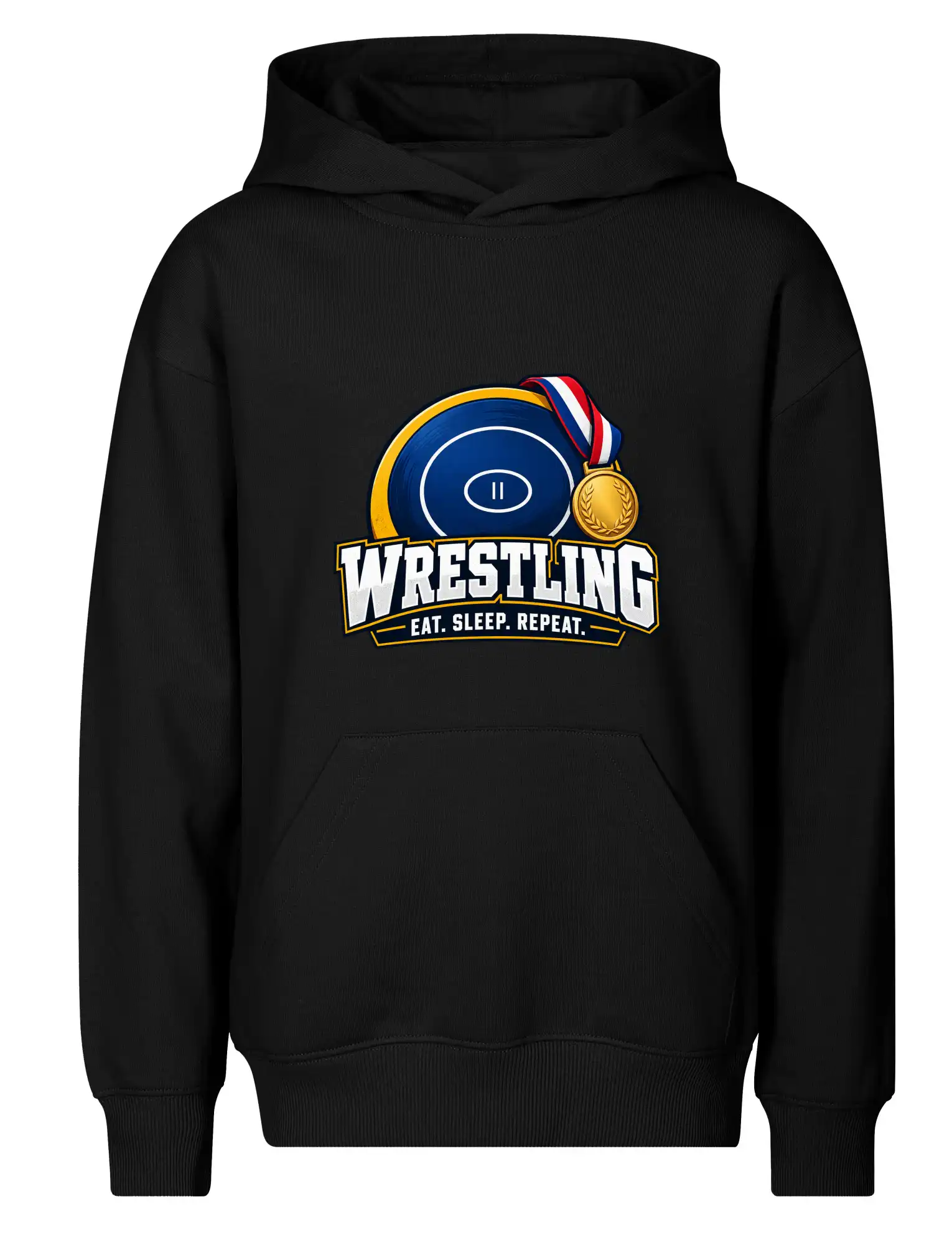 Zápasnická žíněnka se zlatou medailí eat sleep wrestling  repeat