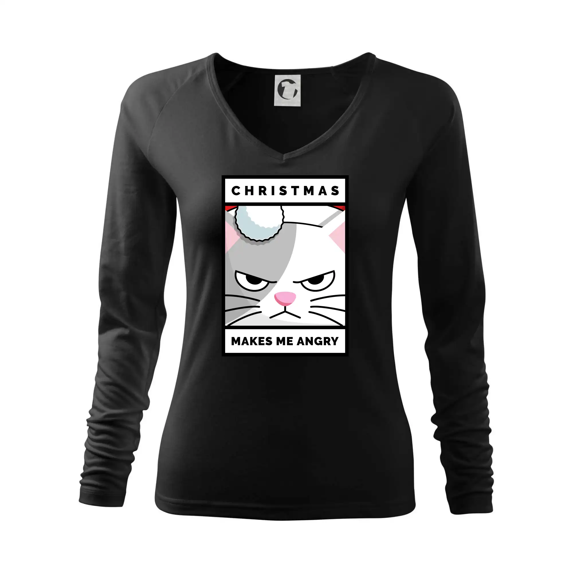 Vianočné tričká - Christmas makes me angry - Tričko dámske Elegance