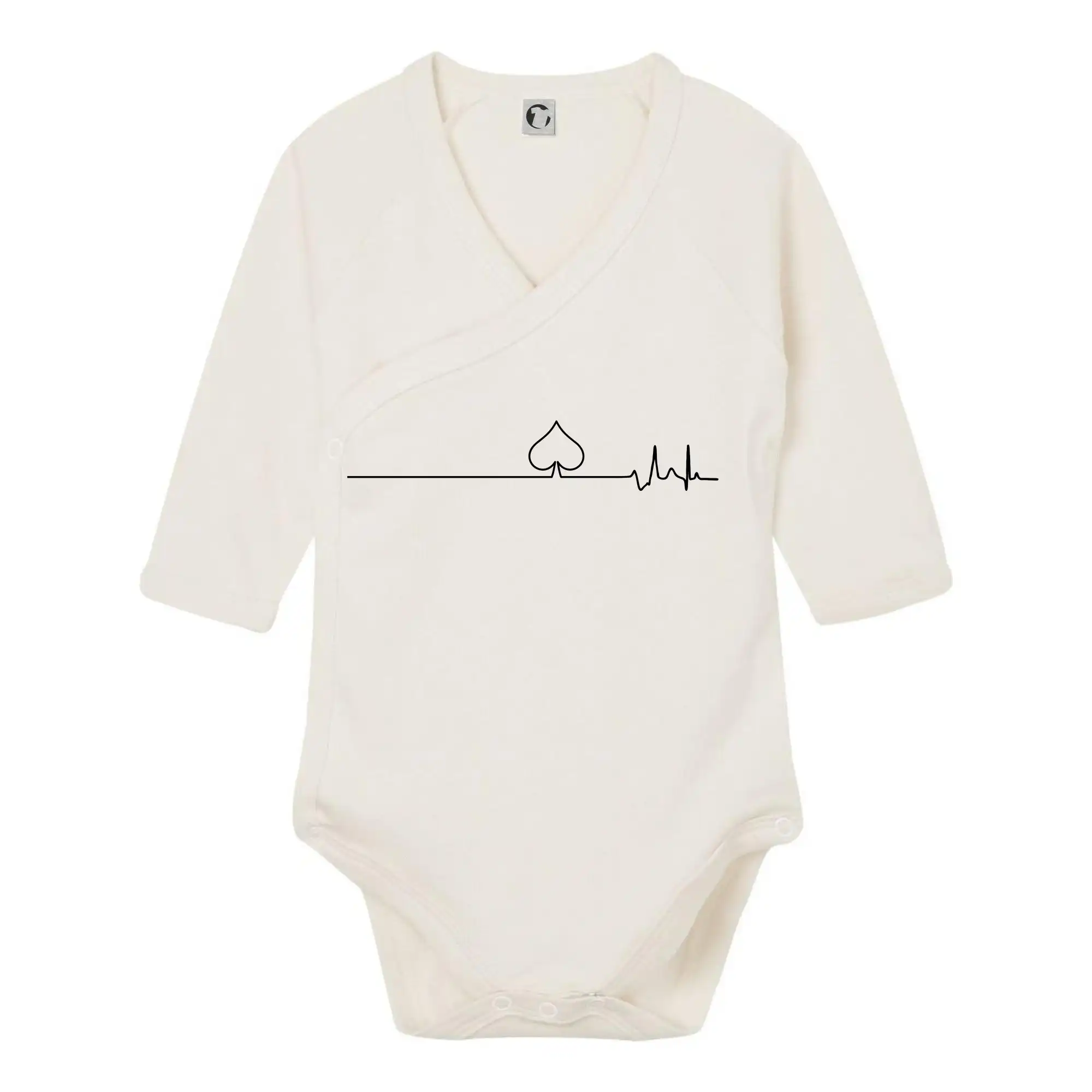 Poker tričká - Poker EKG listy piky - Body zavinovacie s dlhým rukávom