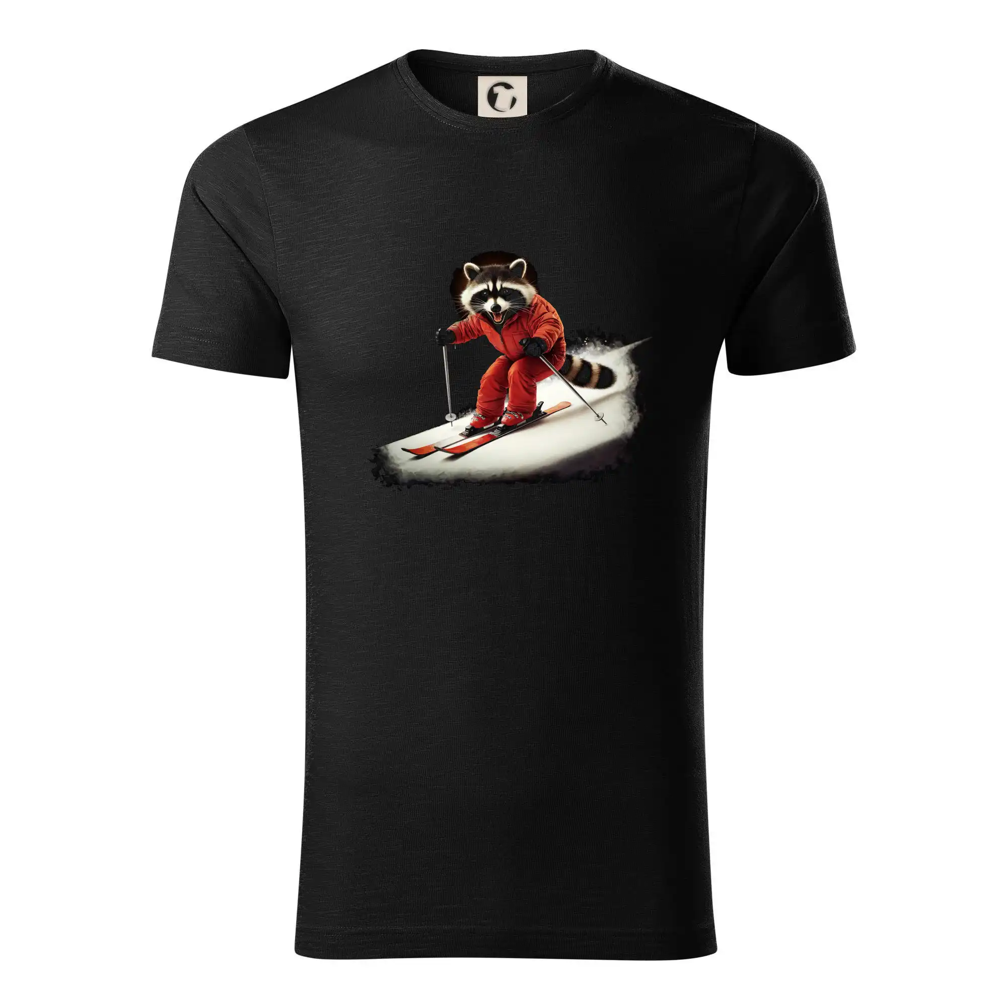 Tričká so zvieratami - Mýval na lyžiach - fotka - Tričko z organickej bavlny