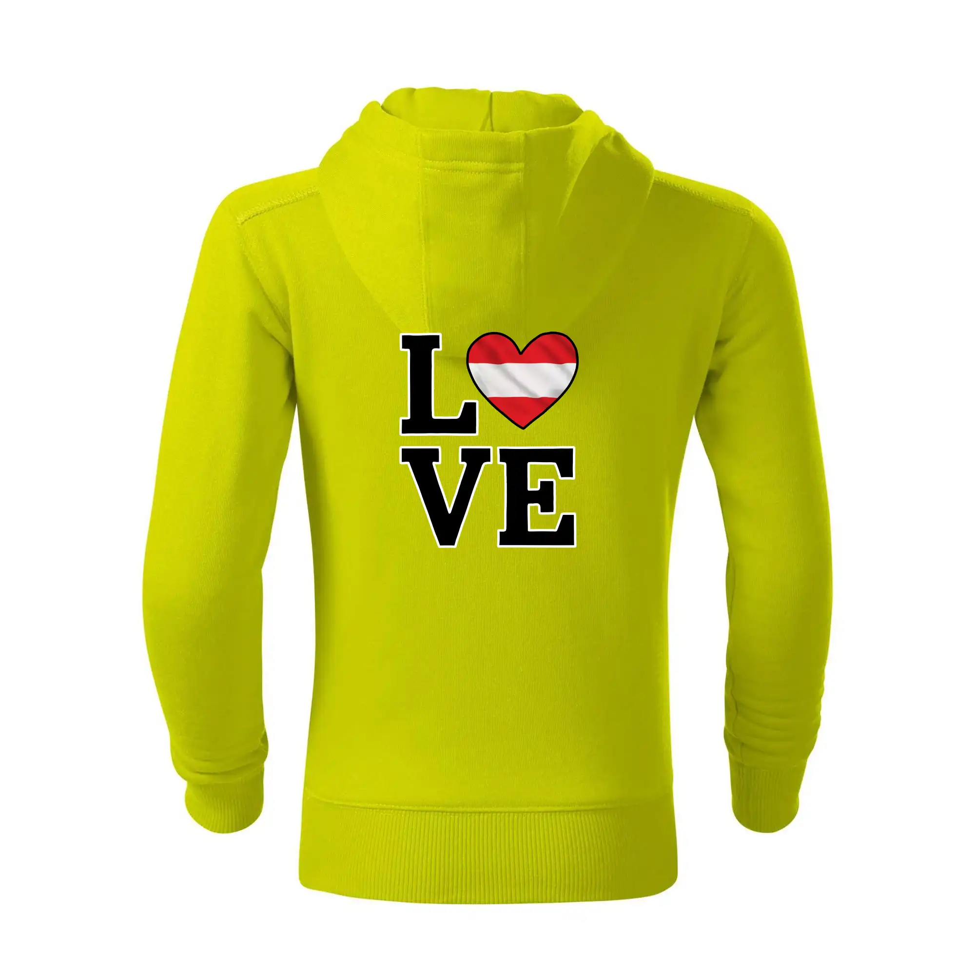 Motívy štátnych vlajok - Love Rakúska vlajka - Mikina detská s kapucňou a zipsom