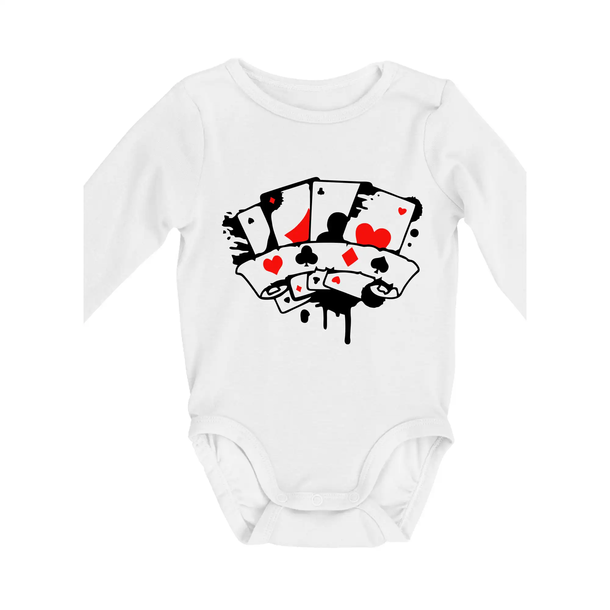 Poker tričká - Poker splash 4 karty - Body dojčenské s dlhým rukávom