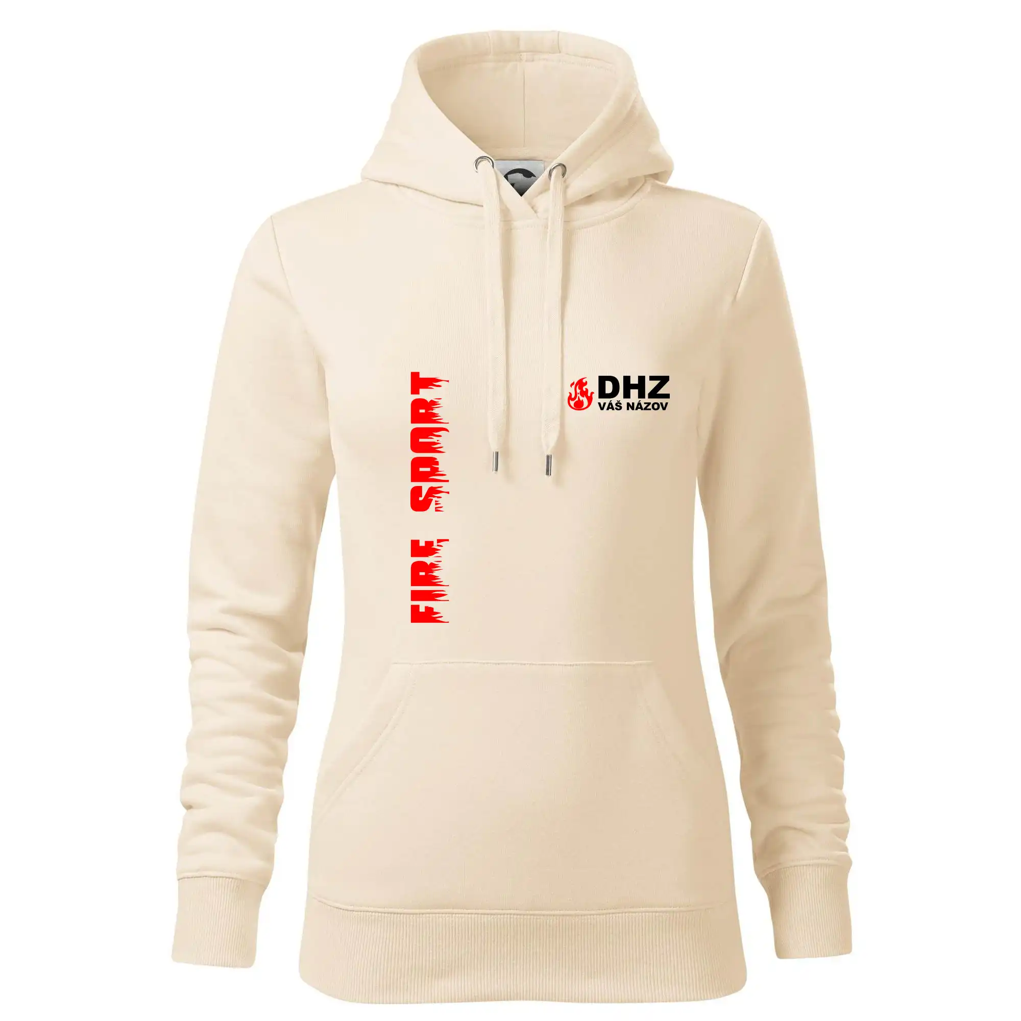 Originálne tričká pre hasičov - DHZ (oheň, firesport, názov sboru - vlastný nápis) - Mikina dámská Cape s kapucí