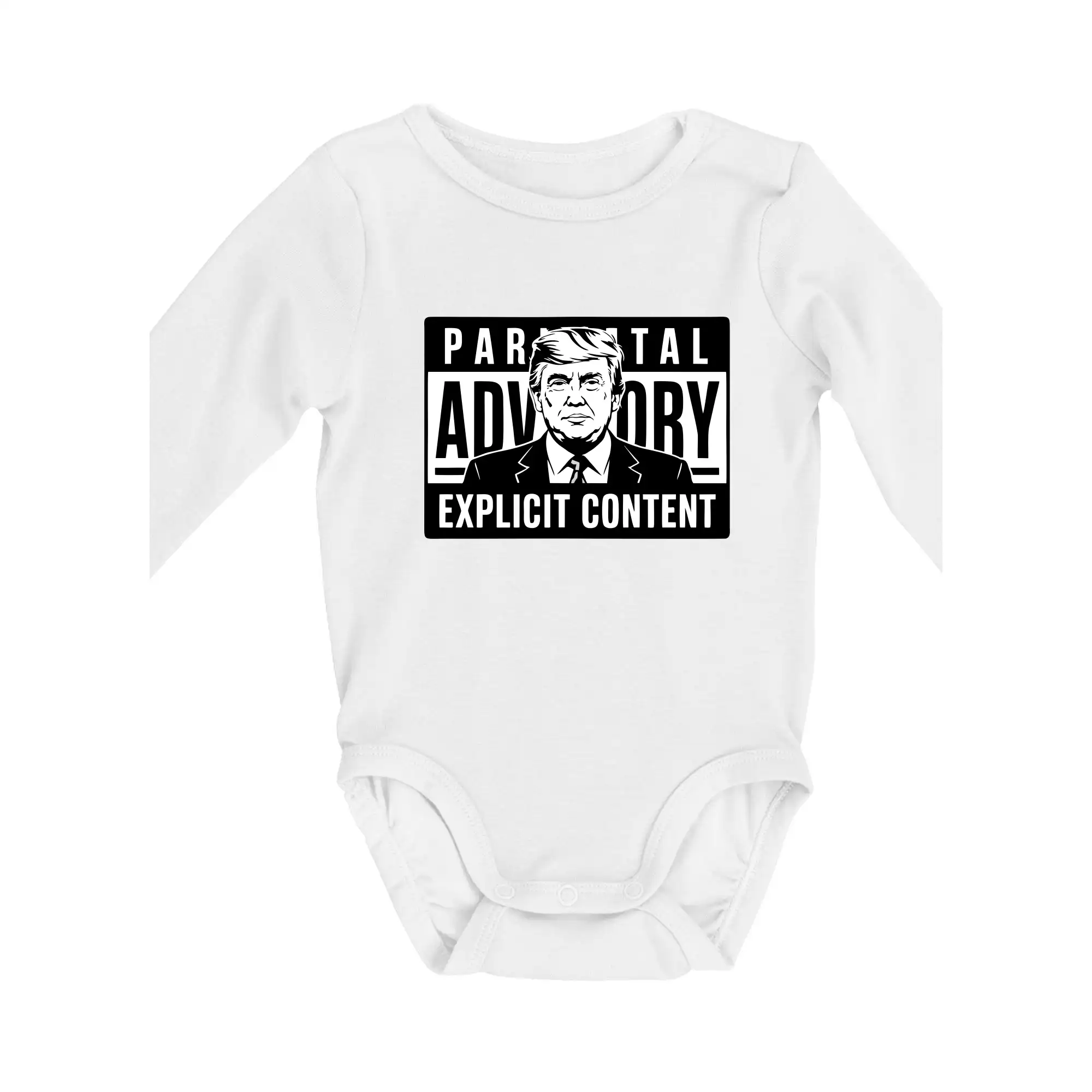 Politické tričká - Parental advisory Trump - Body dojčenské s dlhým rukávom