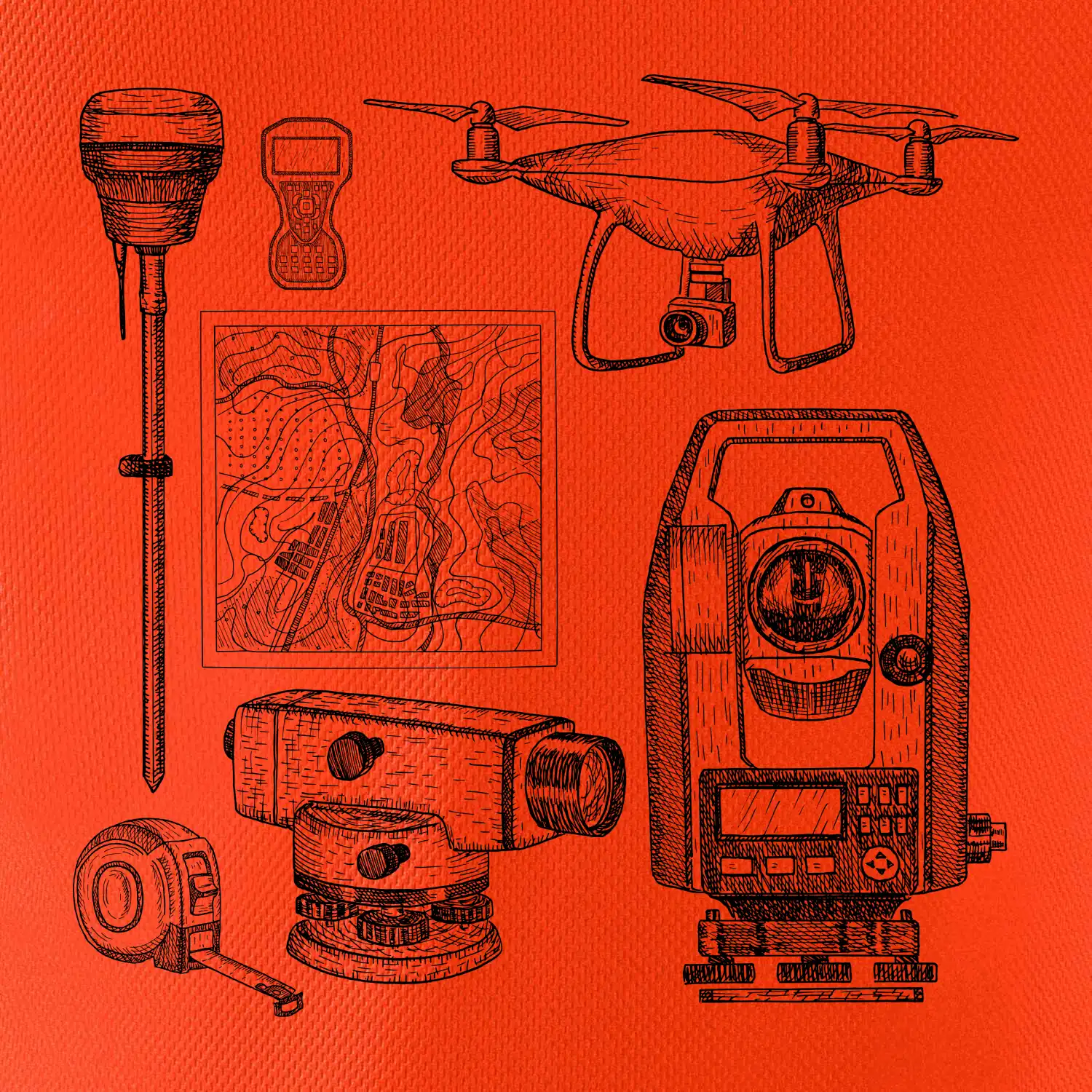 Geodet teodolit dron