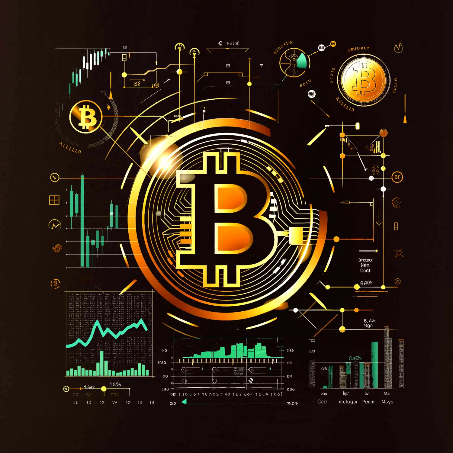 Bitcoin logo s grafy