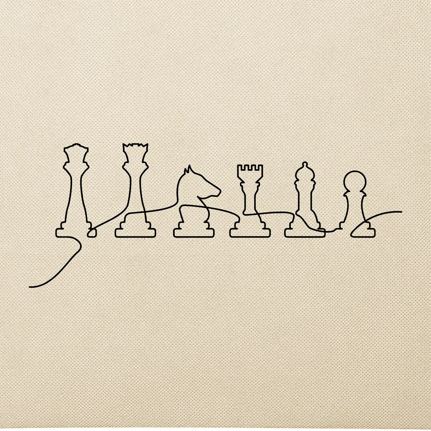 Šachové figurky v řadě - obrys