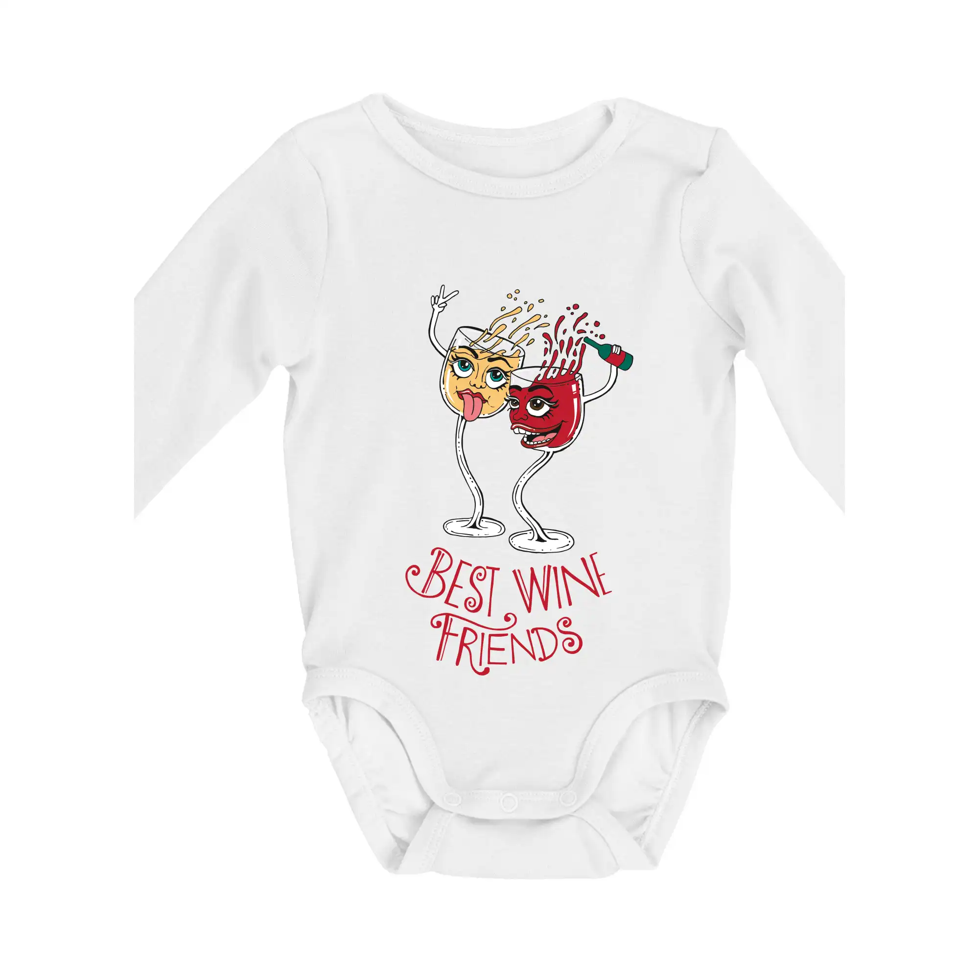 Vtipná tričká s tematikou vína - Best wine friends dancing (Pecka design) - Body dojčenské s dlhým rukávom