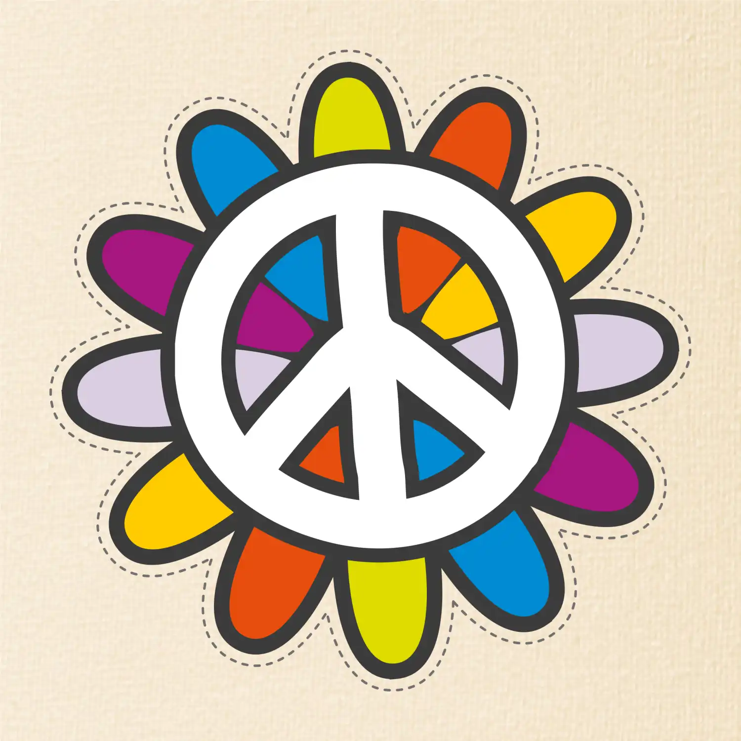 Peace symbol s kreslenou květinou