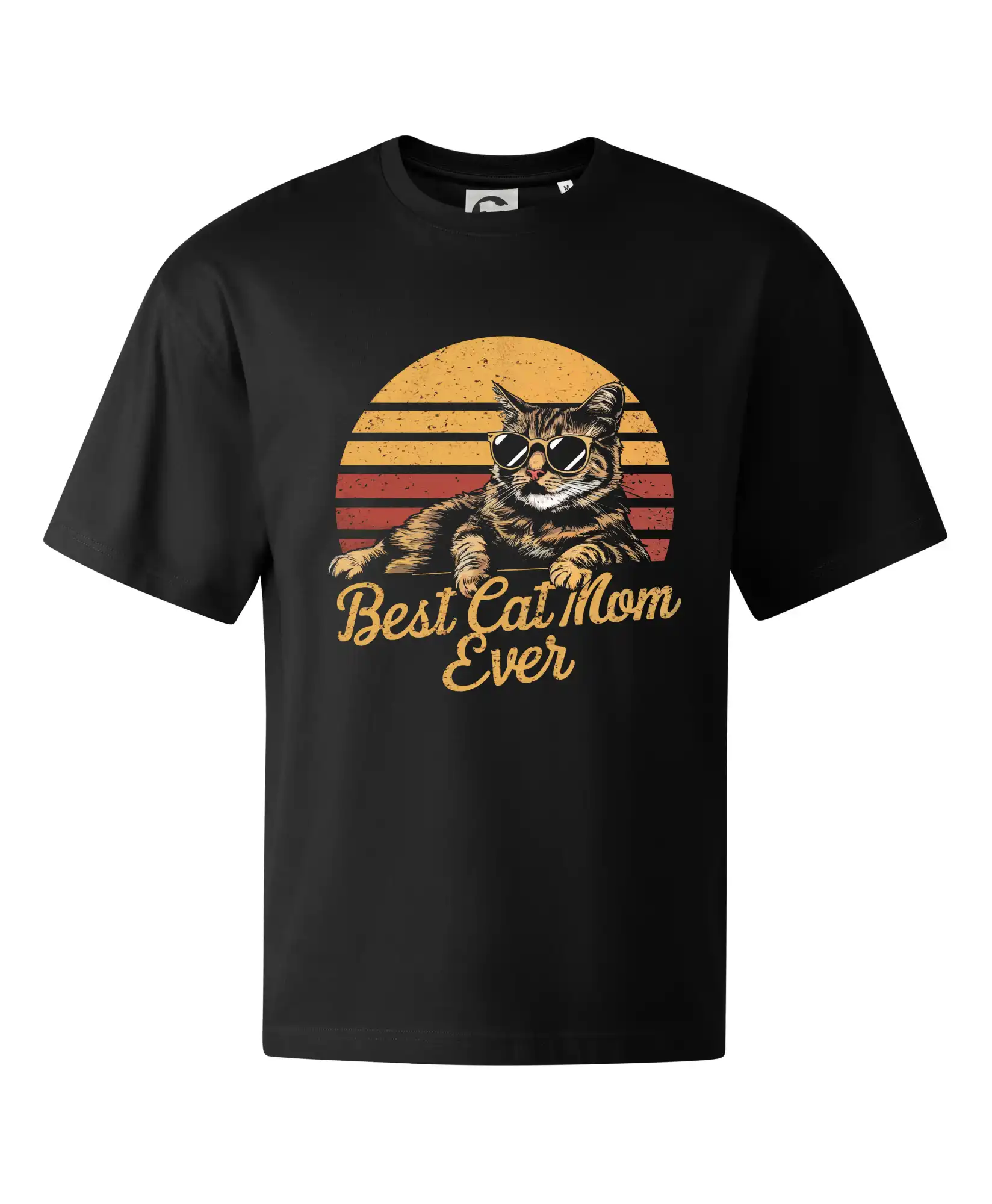 Vtipná tričká s mačkou - Best cat mom - vintage - Stage unisex - OVERSIZE