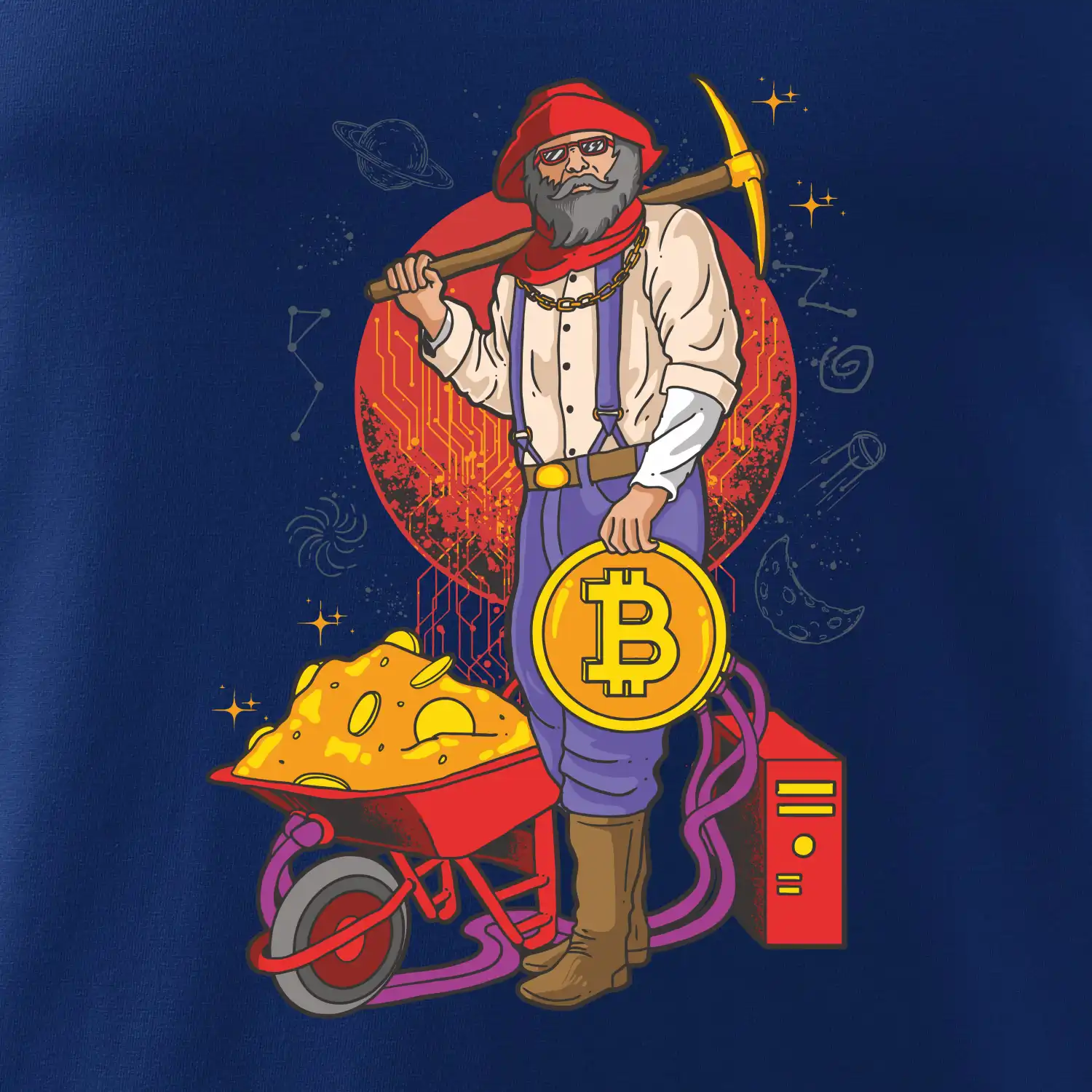 Horník těží bitcoiny