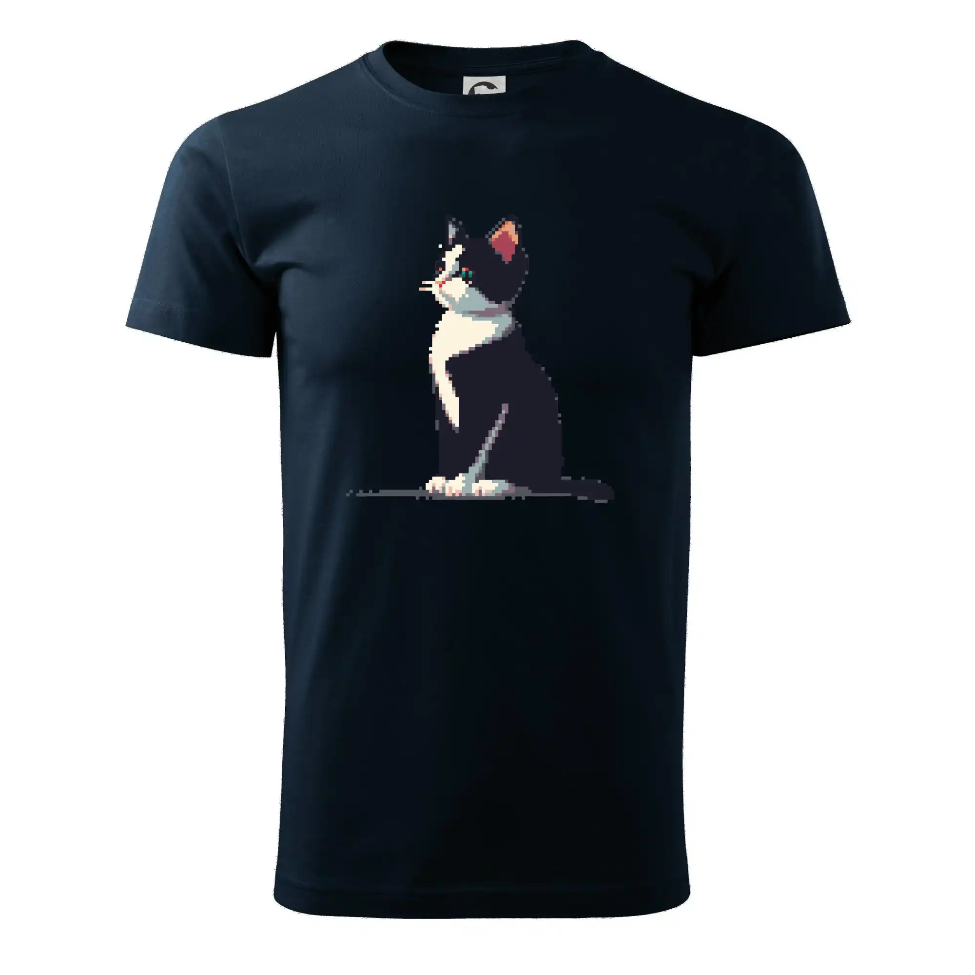 Vtipná tričká s mačkou - Mourovatá mačka pixel - Tričko extra veľké  (5-8XL)