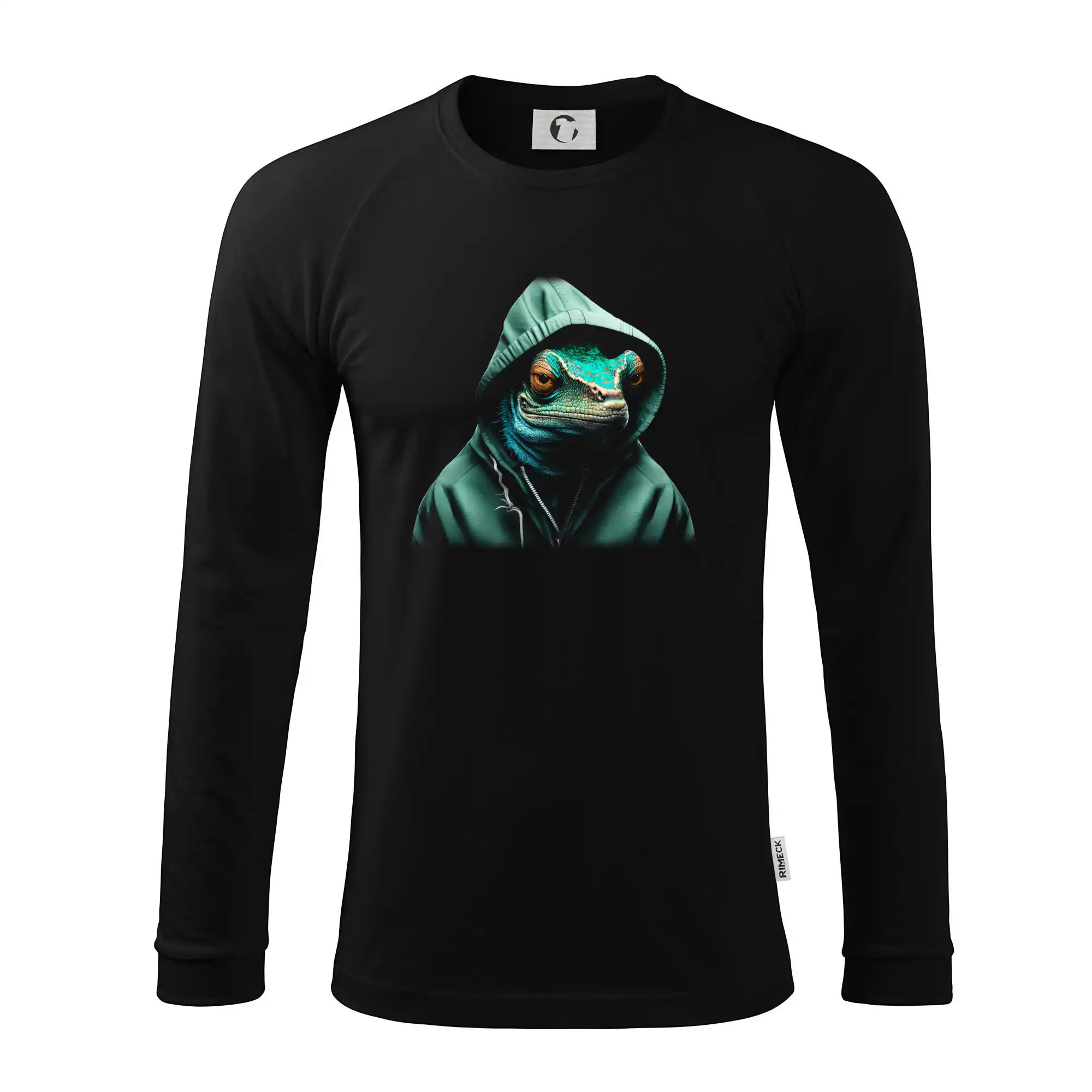 Tričká so zvieratami - Chameleon v mikině - Pánske tričko s dlhým rukávom LS130