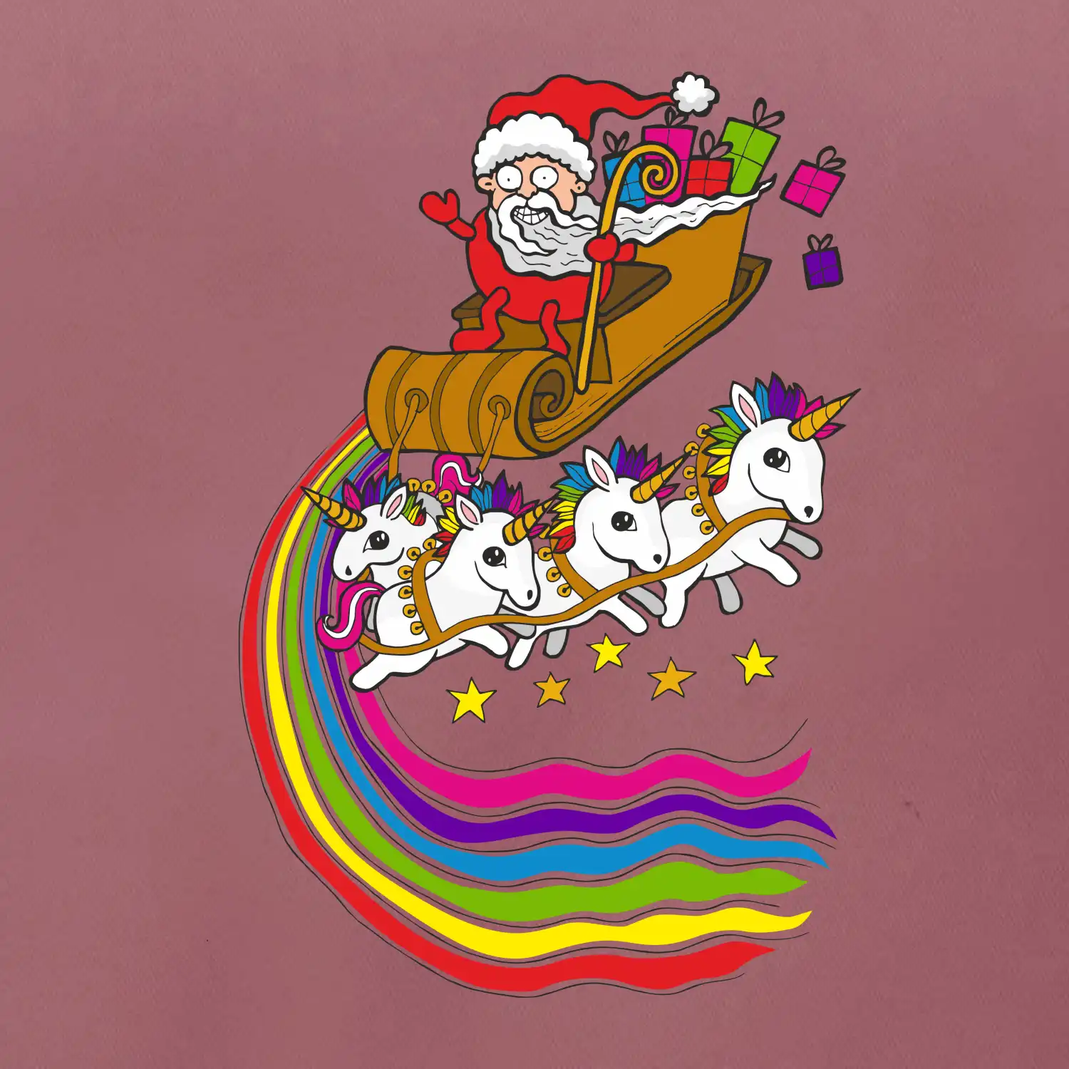 Santa a jednorožci (Pecka design)