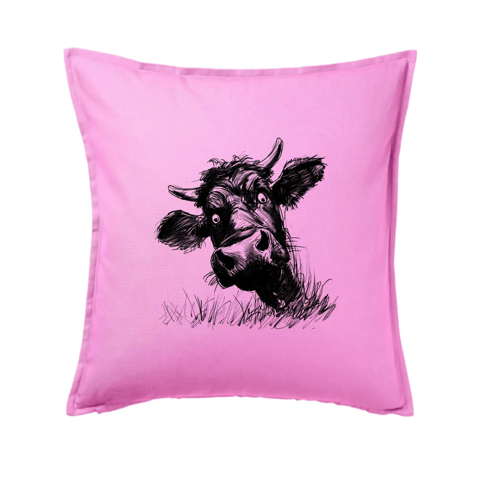 Černobílá karikatura černá kráva hlava