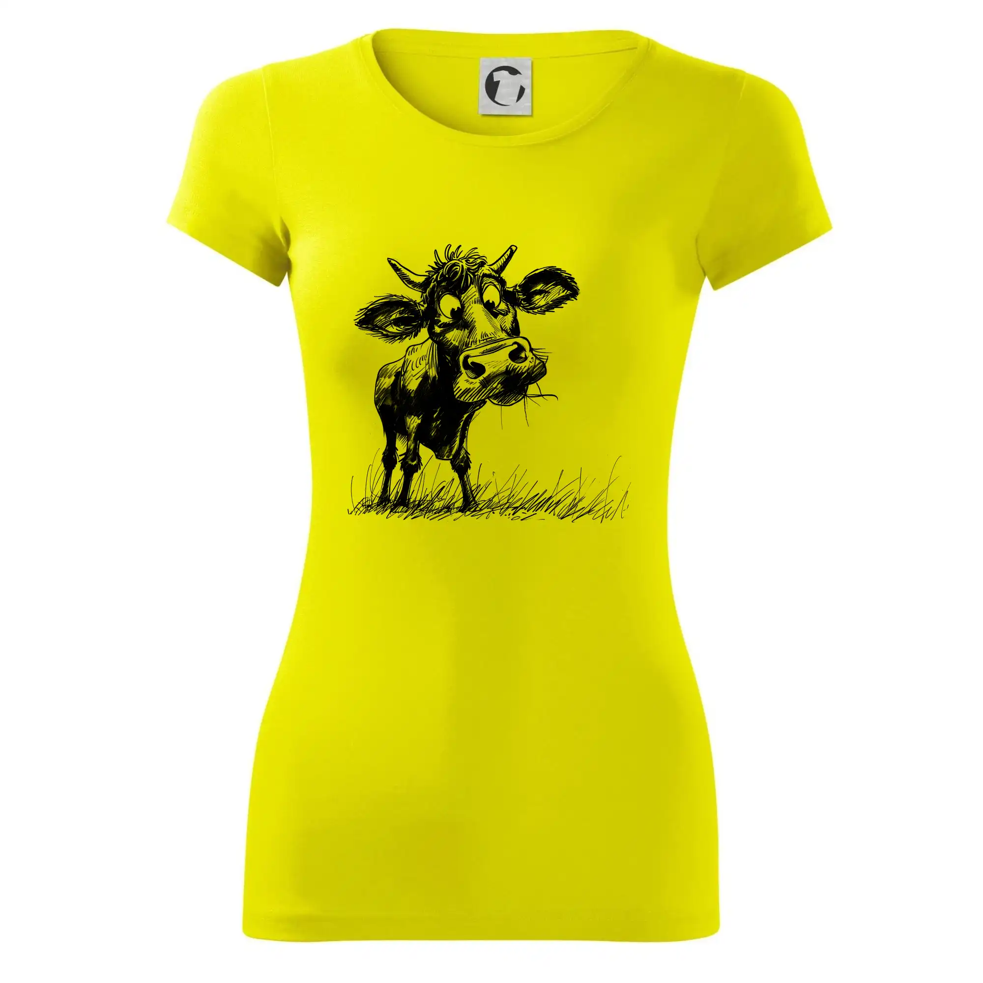 Černobílá karikatura kráva stojící