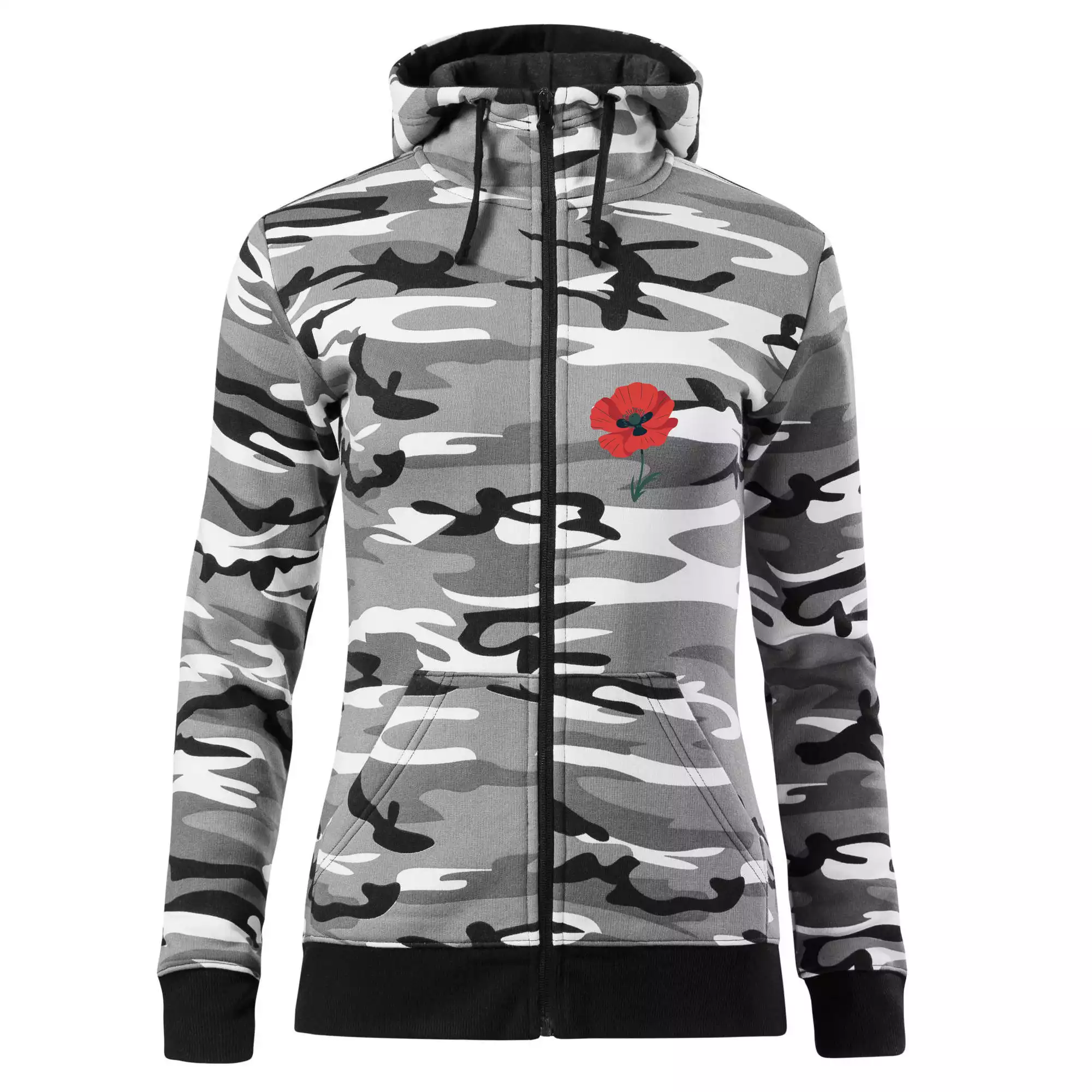 Vlčí mák kreslený na prsu