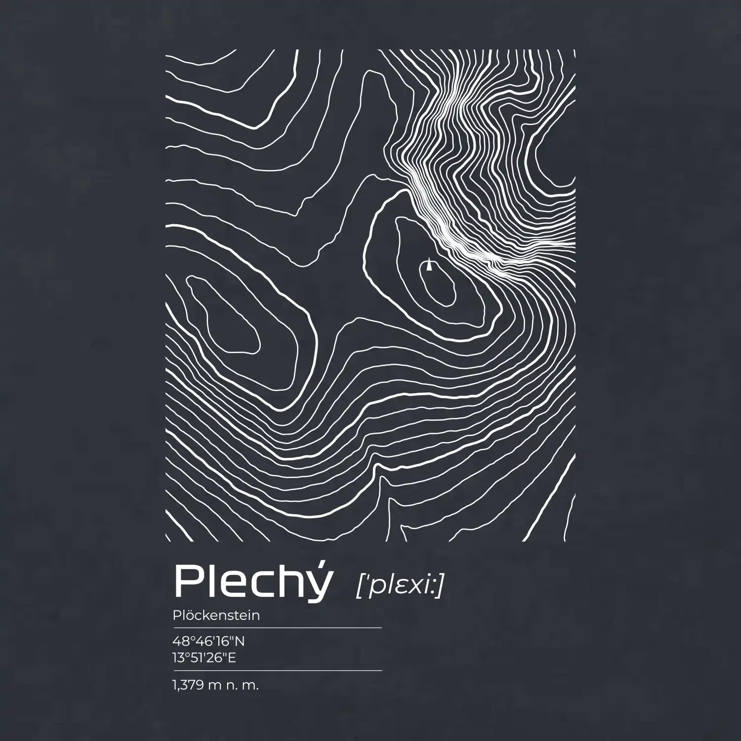 Plechý - vrstevnice v obdélníku