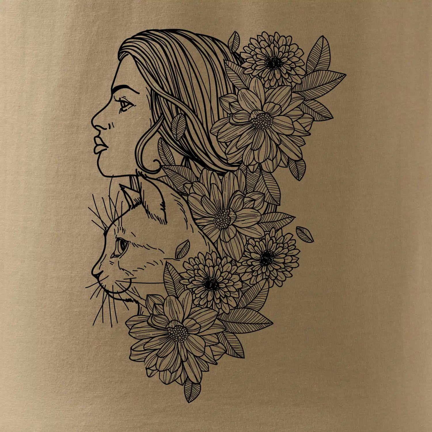 Žena a kočka - kreslená