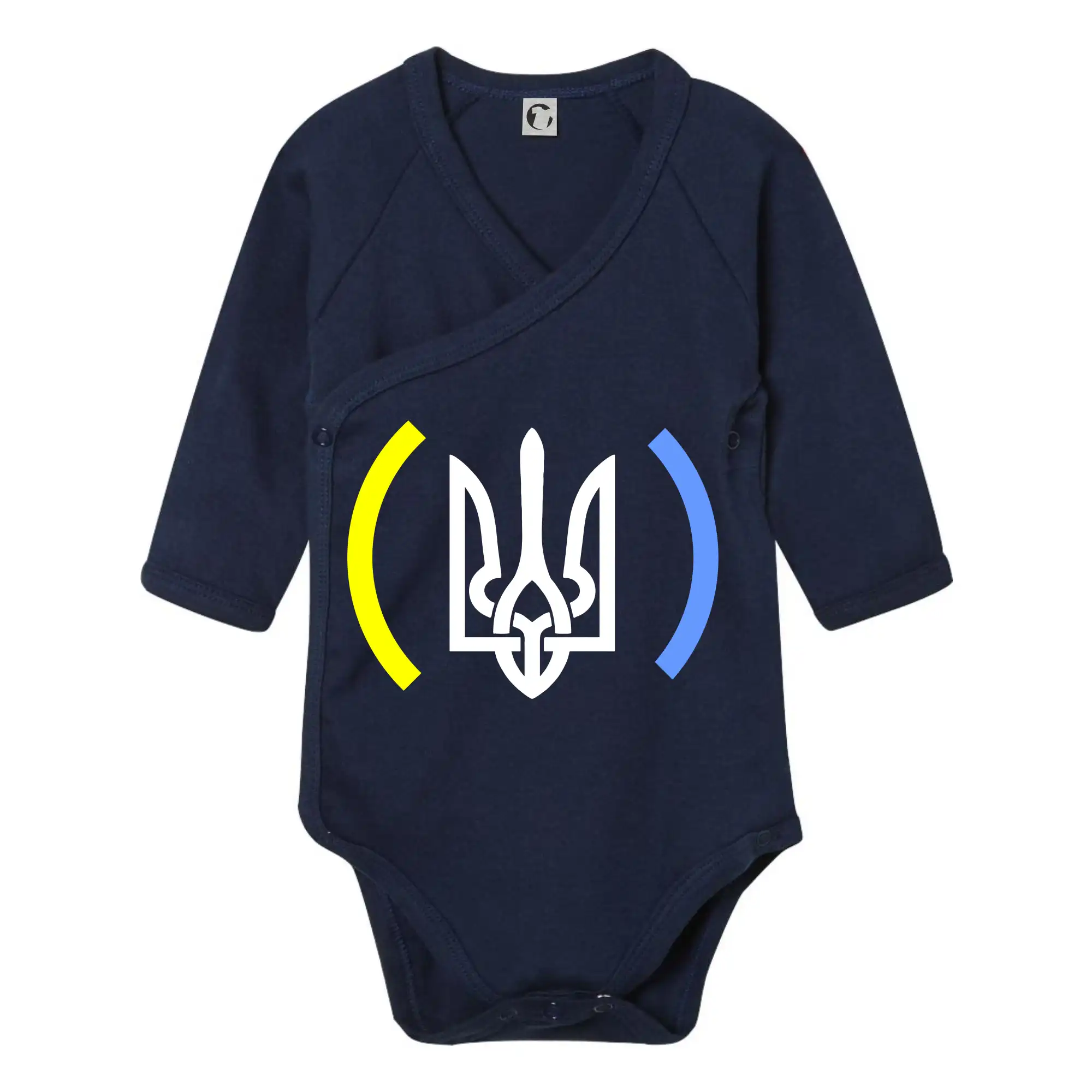 Tričká s vlajkou ukrajiny - Ukrajina trojzubec s farbami - Body zavinovacie s dlhým rukávom