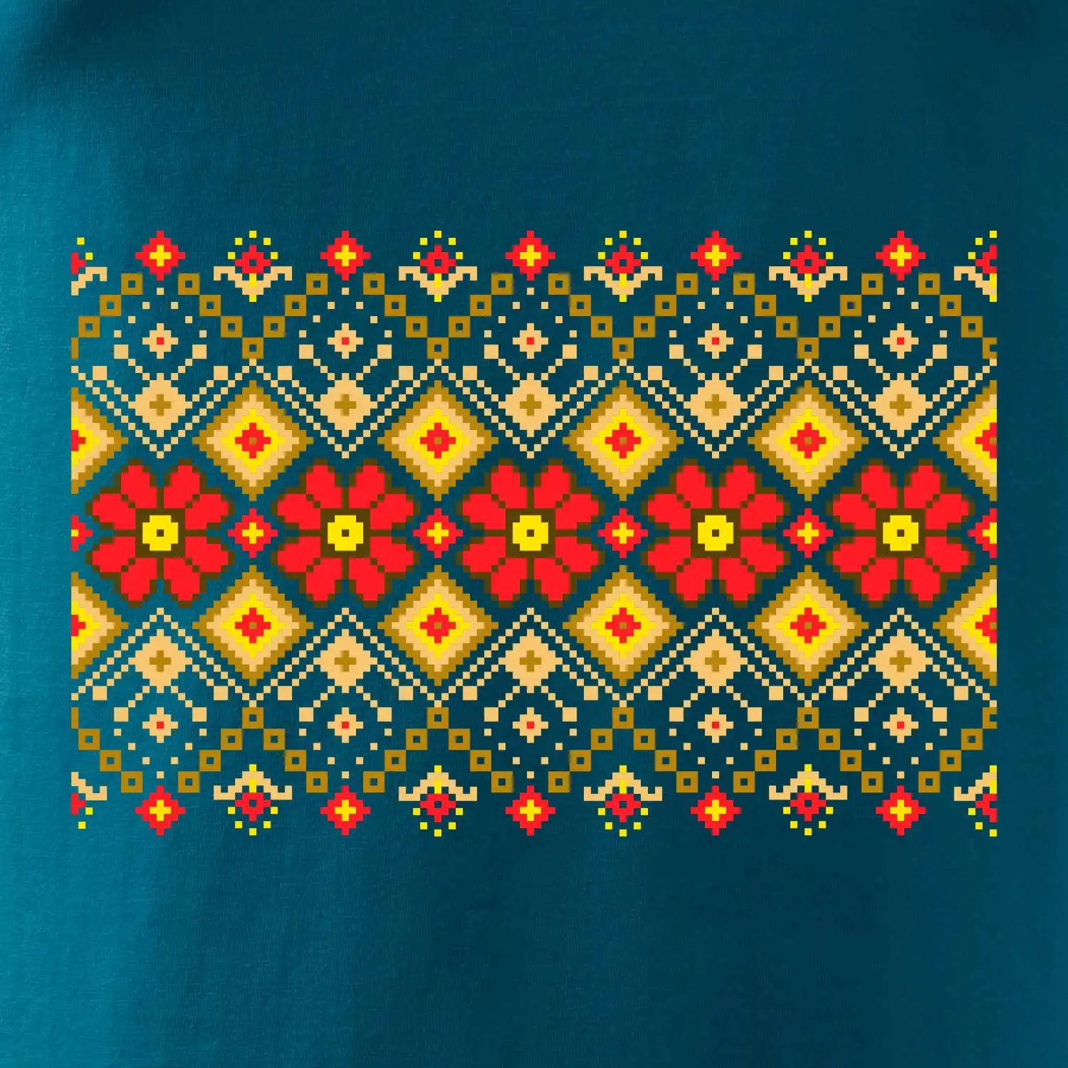 Ukrajinský vzor  - Červené květiny