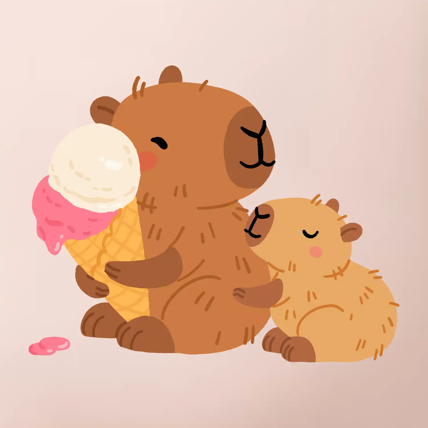 Kapybara se zmrzlinou