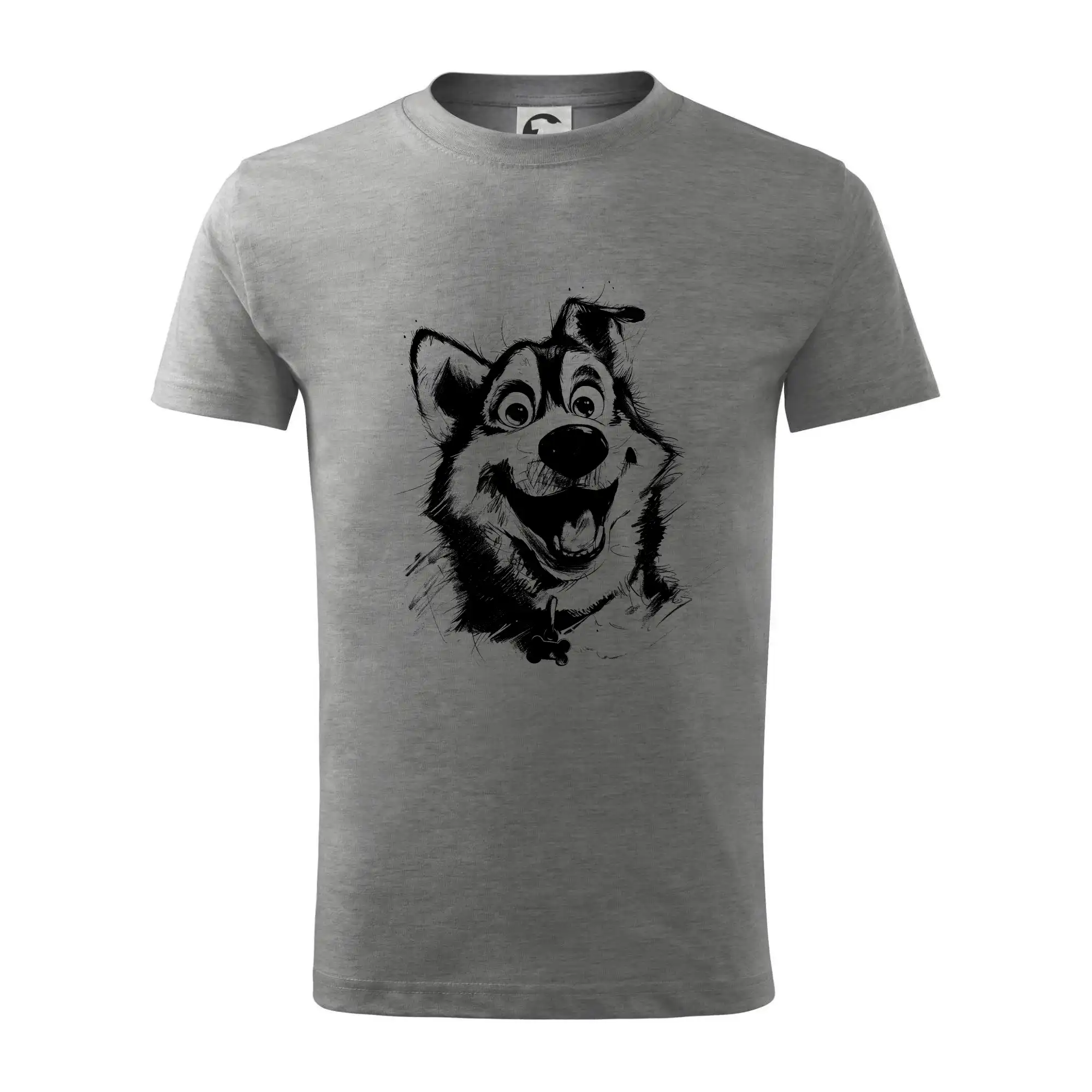 Černobílá karikatura husky