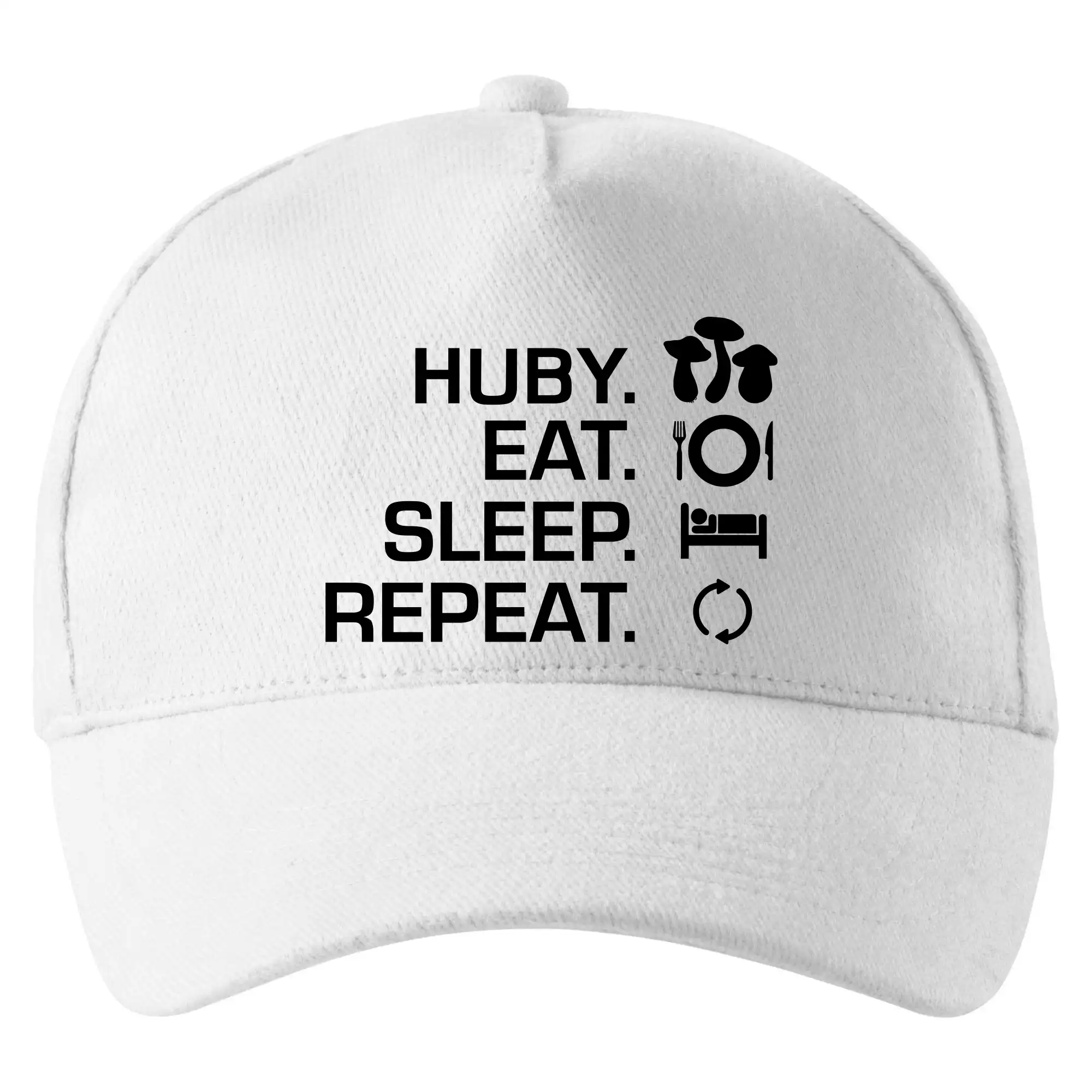 Tričká na chalupu - Huby Eat Sleep Repeat - Šiltovka so zahnutým šiltom a mosaznou sponou