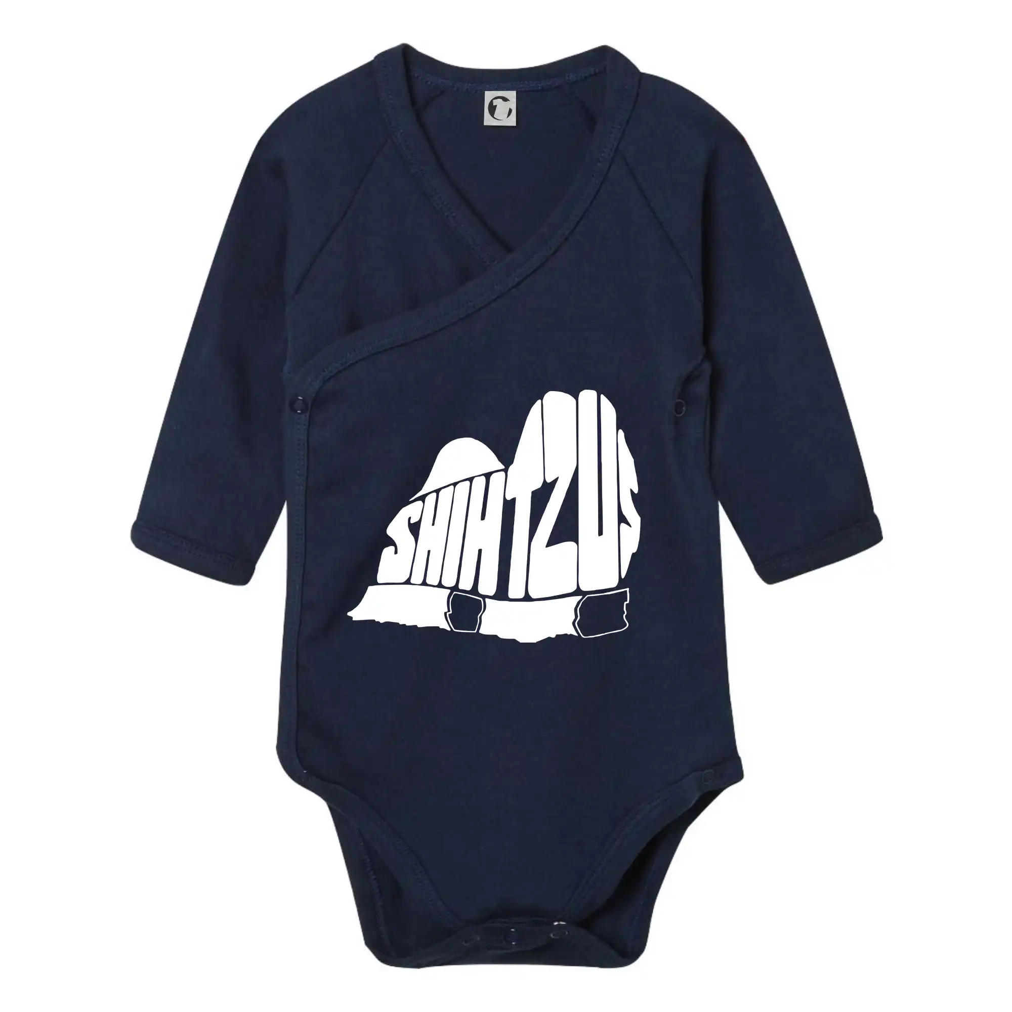 Ši-tzu - Shih-tzu - nápis v tele - Body zavinovacie s dlhým rukávom