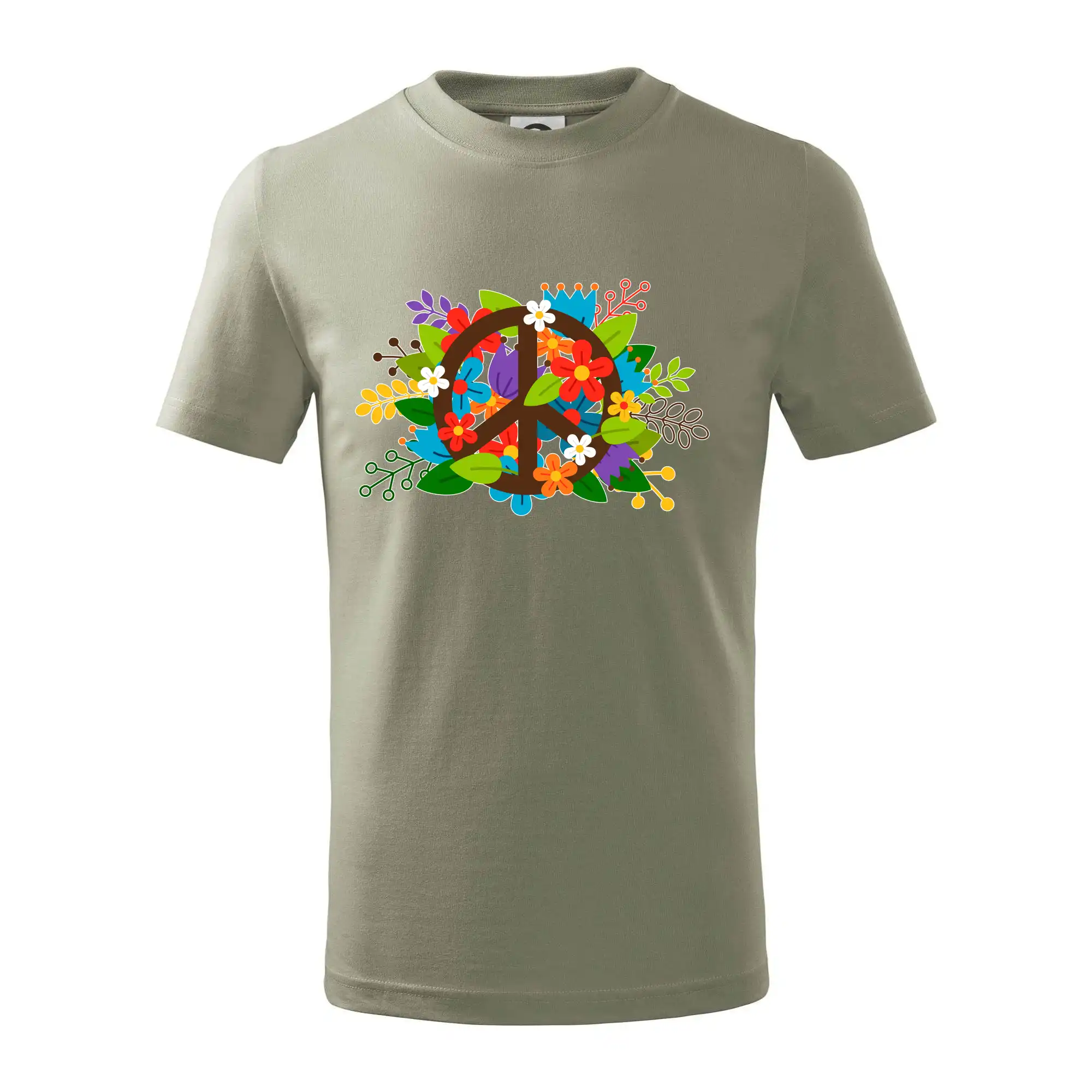 Peace symbol prorostlý květinami