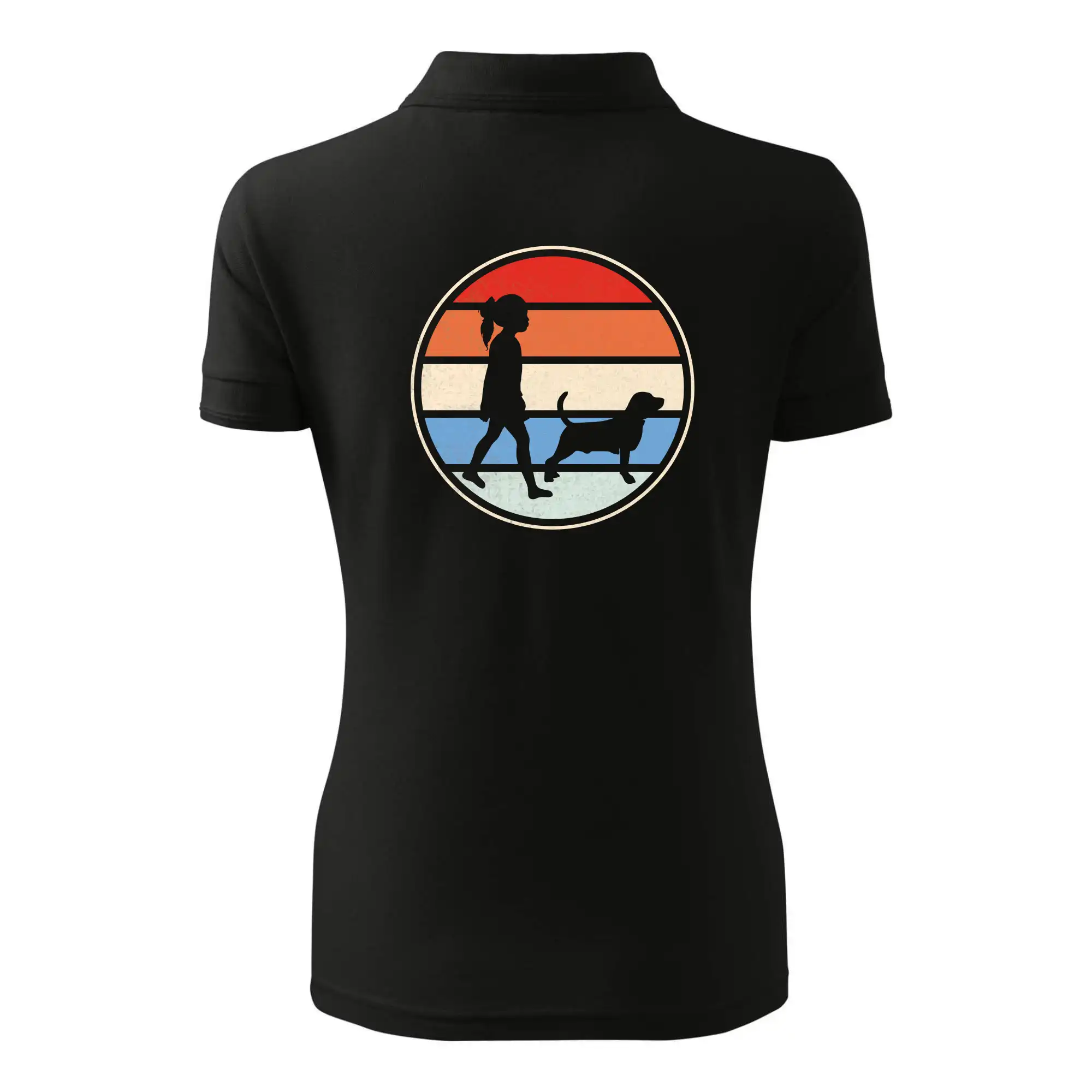 Retro kruh - dívka a pes na procházce