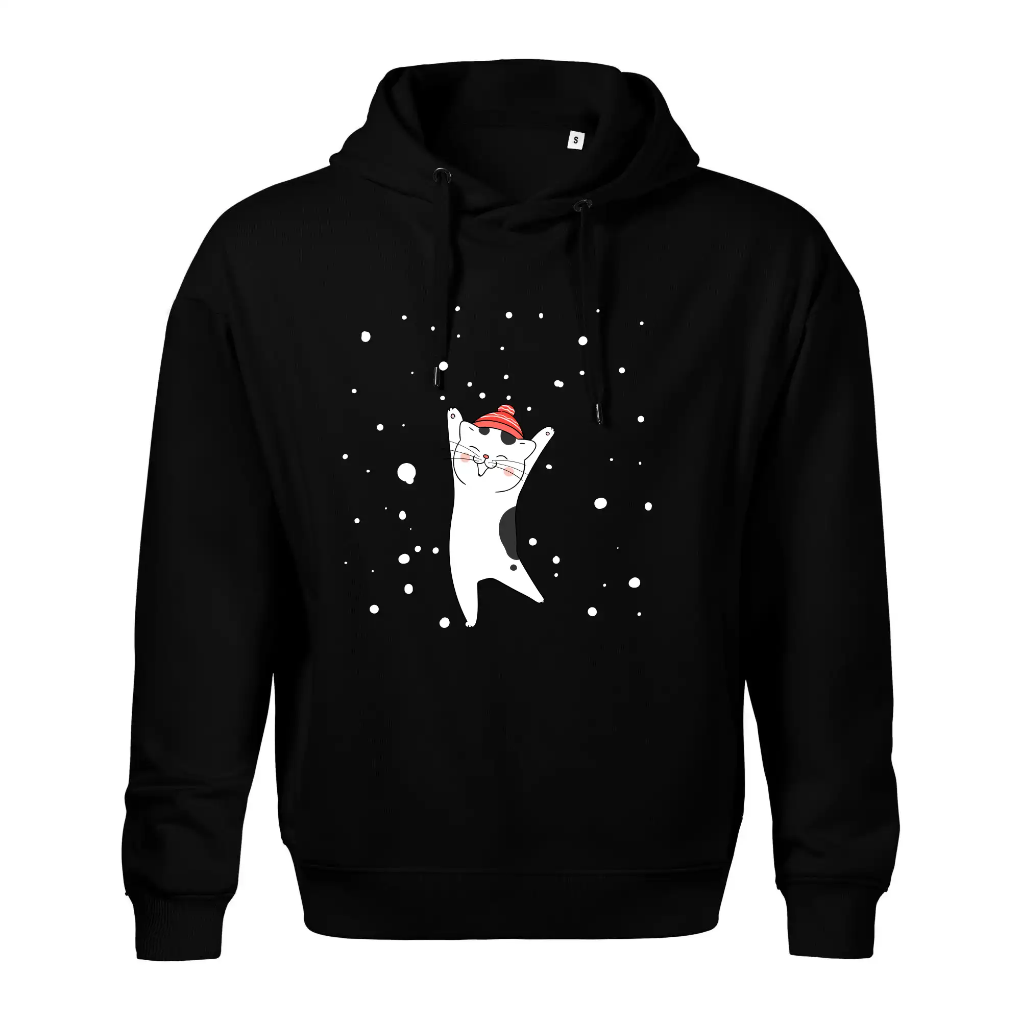 Veselá kočka v zimní čepici