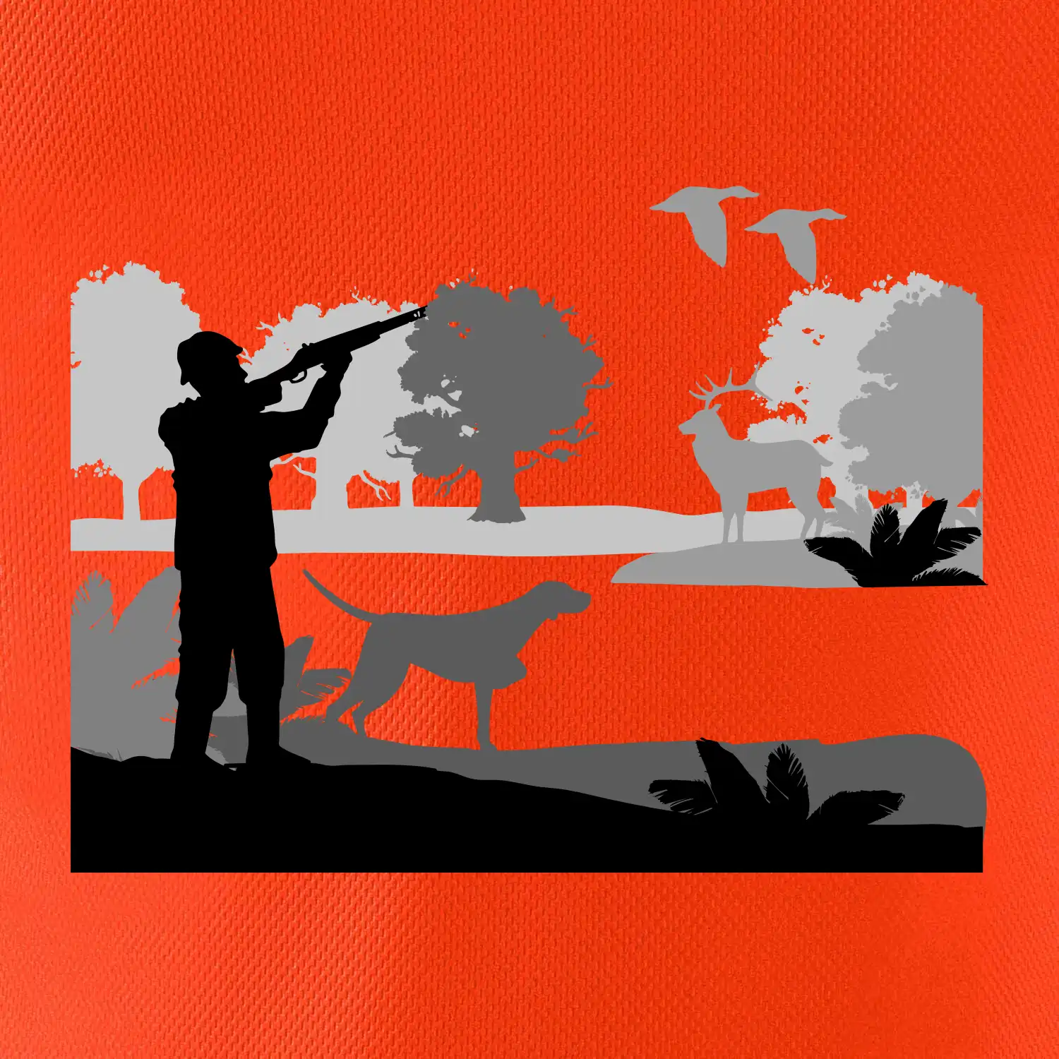 Lovec a ohař v lese