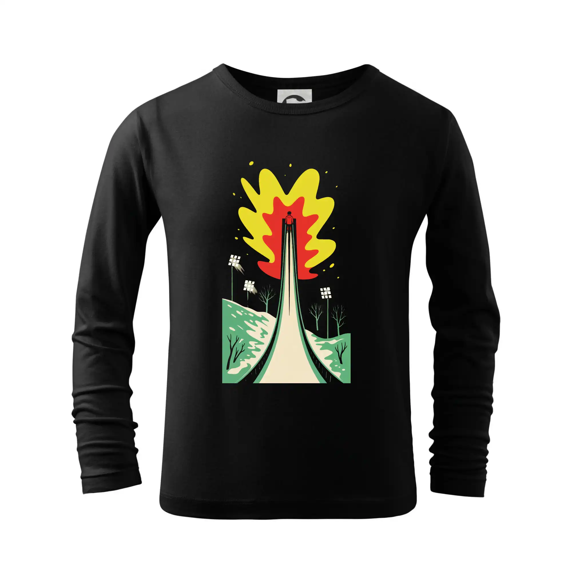 Lyže a Snowboard - Skokanské mostíky abstraktné - Tričko detské Long Sleeve