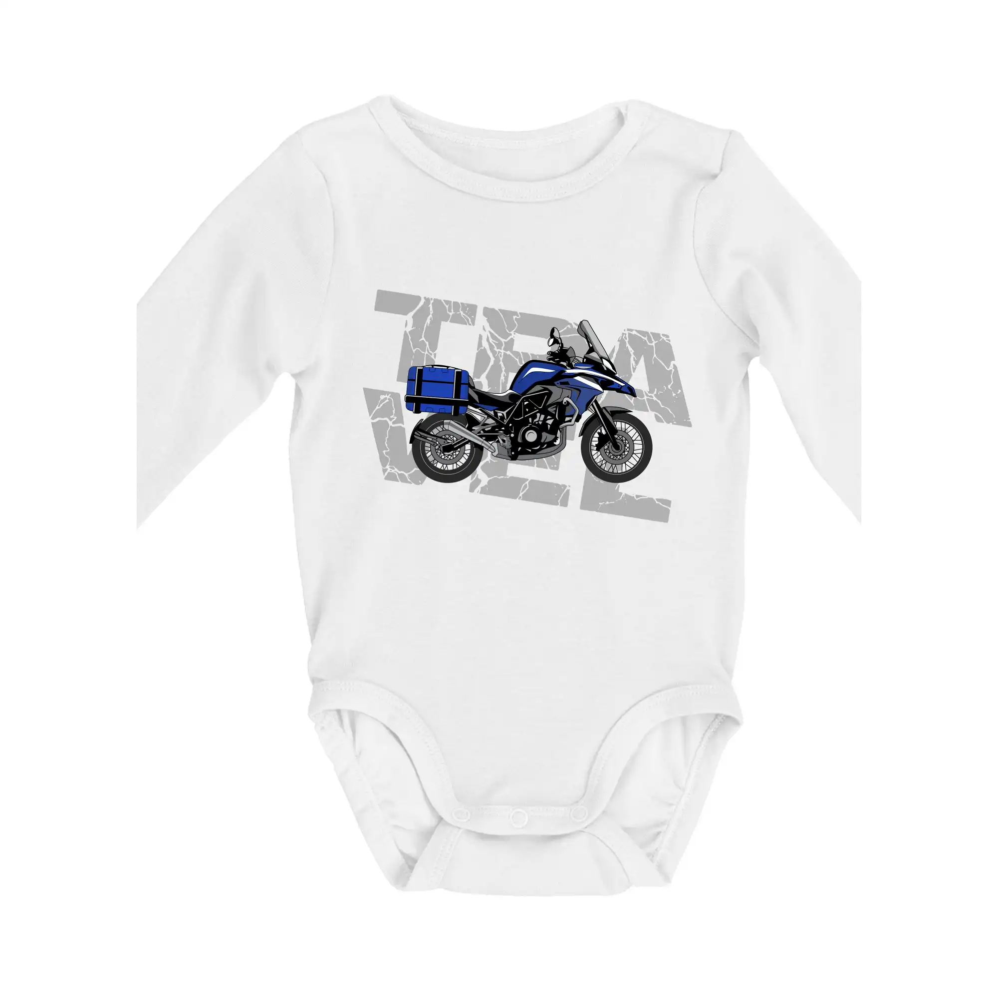Tričká a mikiny s potlačou motoriek – pre pravých motorkárov - Cestovná enduro modrá - Body dojčenské s dlhým rukávom