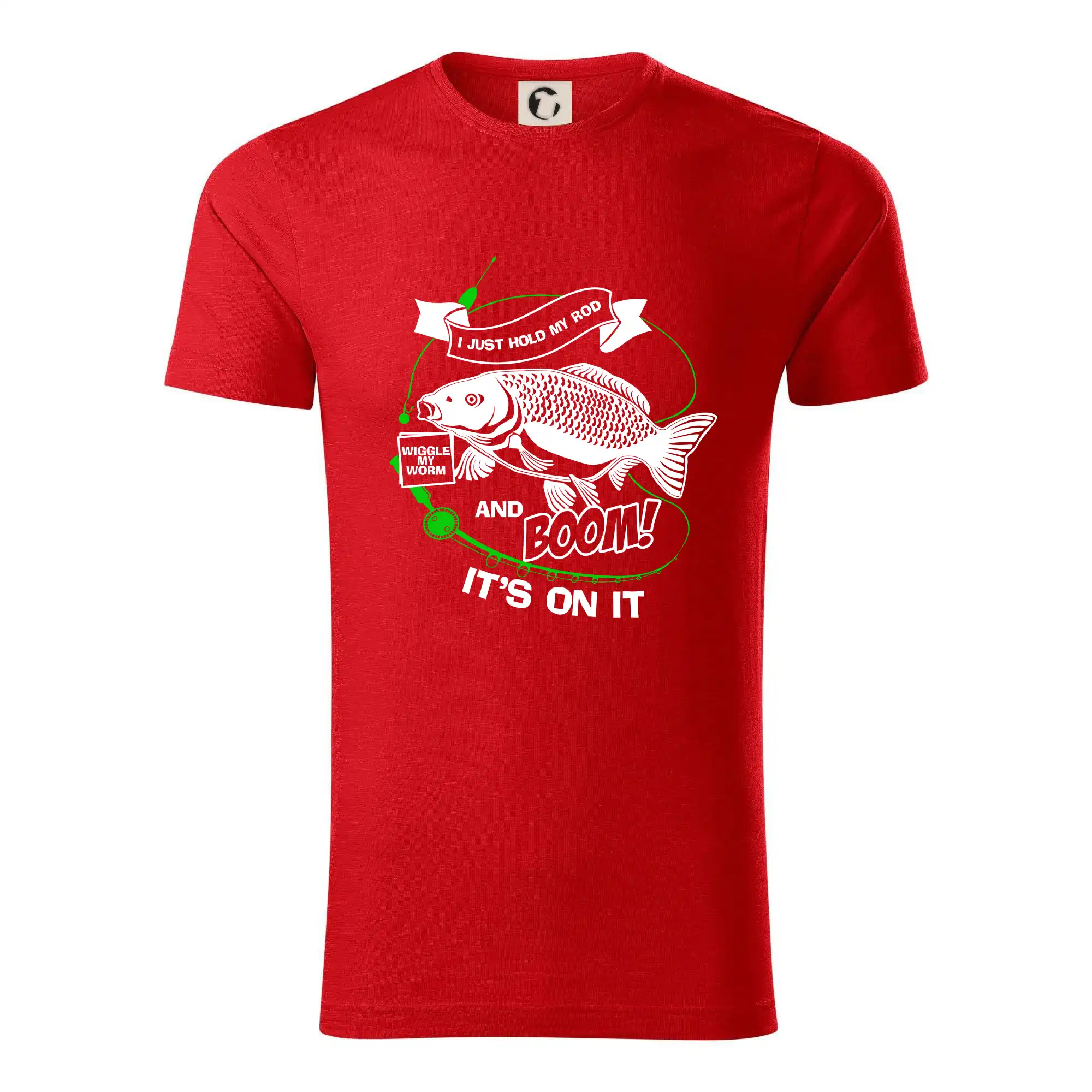 Tričká pre rybárov s potlačou - I Just hold My Rod - Tričko z organickej bavlny