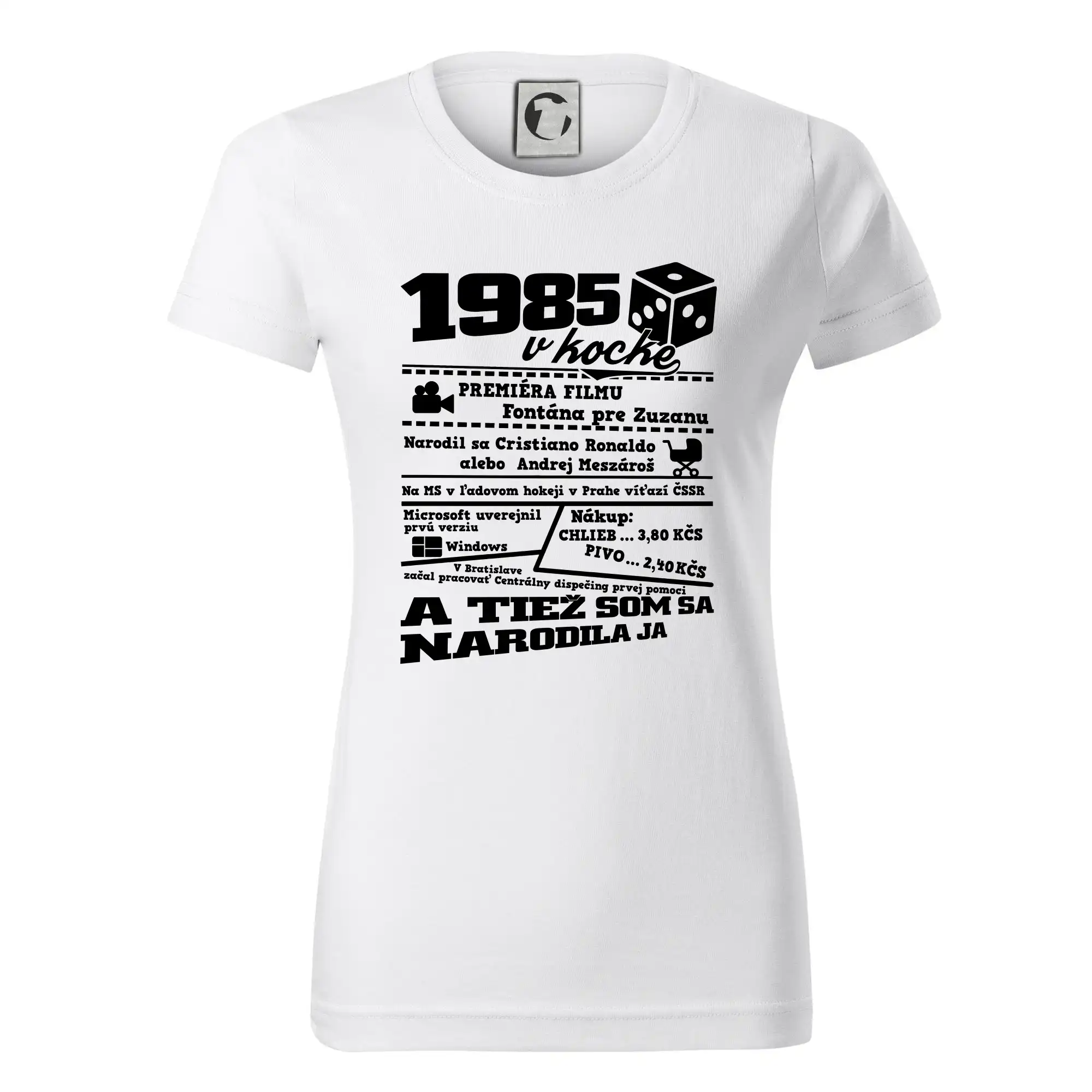 Trička s ročníkom 1985 - 1985 v kocke - Dámske tričko basic - ľahko voľnejšie a dlhšie