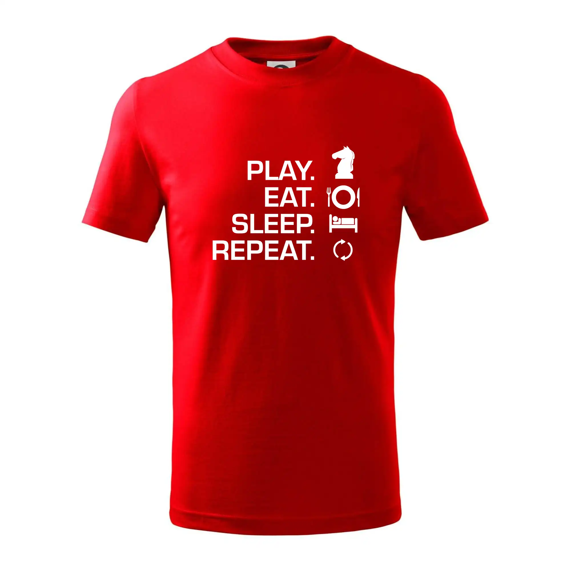 Tričká a mikiny so spoločenskými hrami  - Eat sleep play - šach - Tričko detské bavlnené