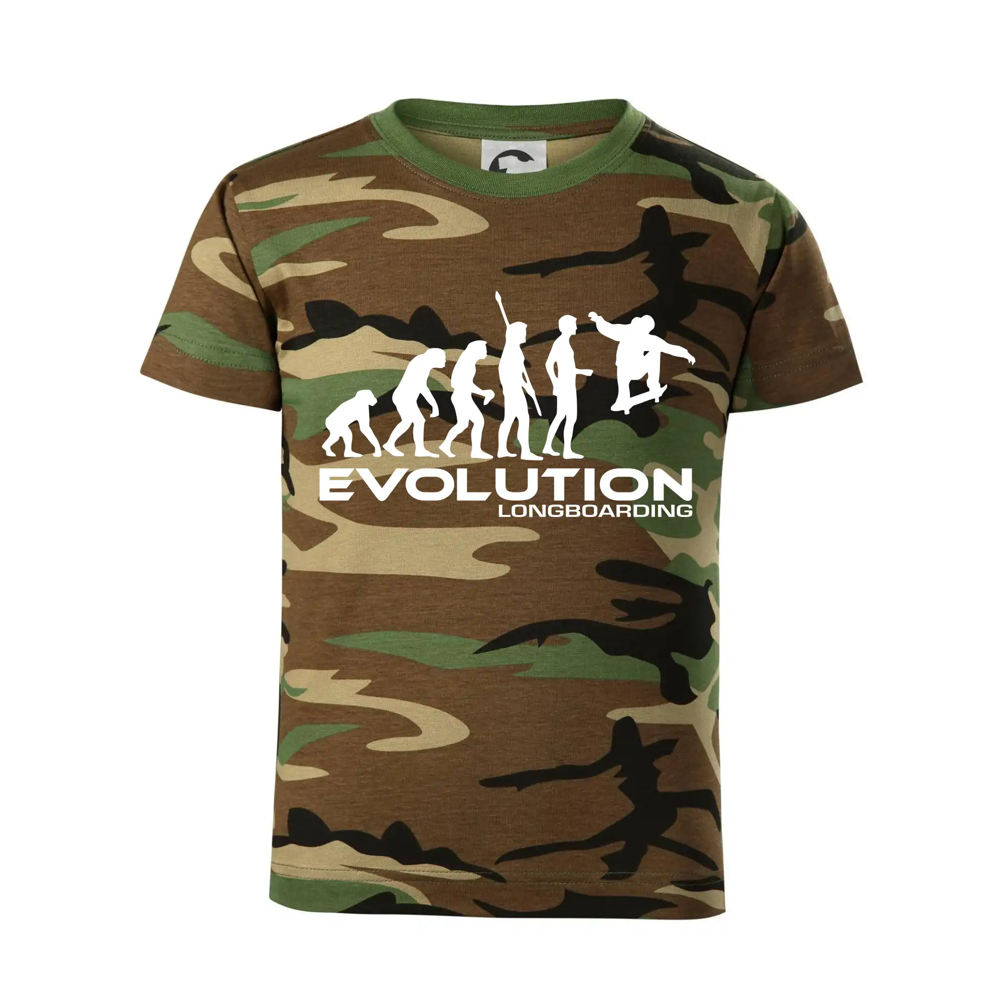 Longboard a Skatebord - Evolúcia longboard jump - Detské maskáčové tričko