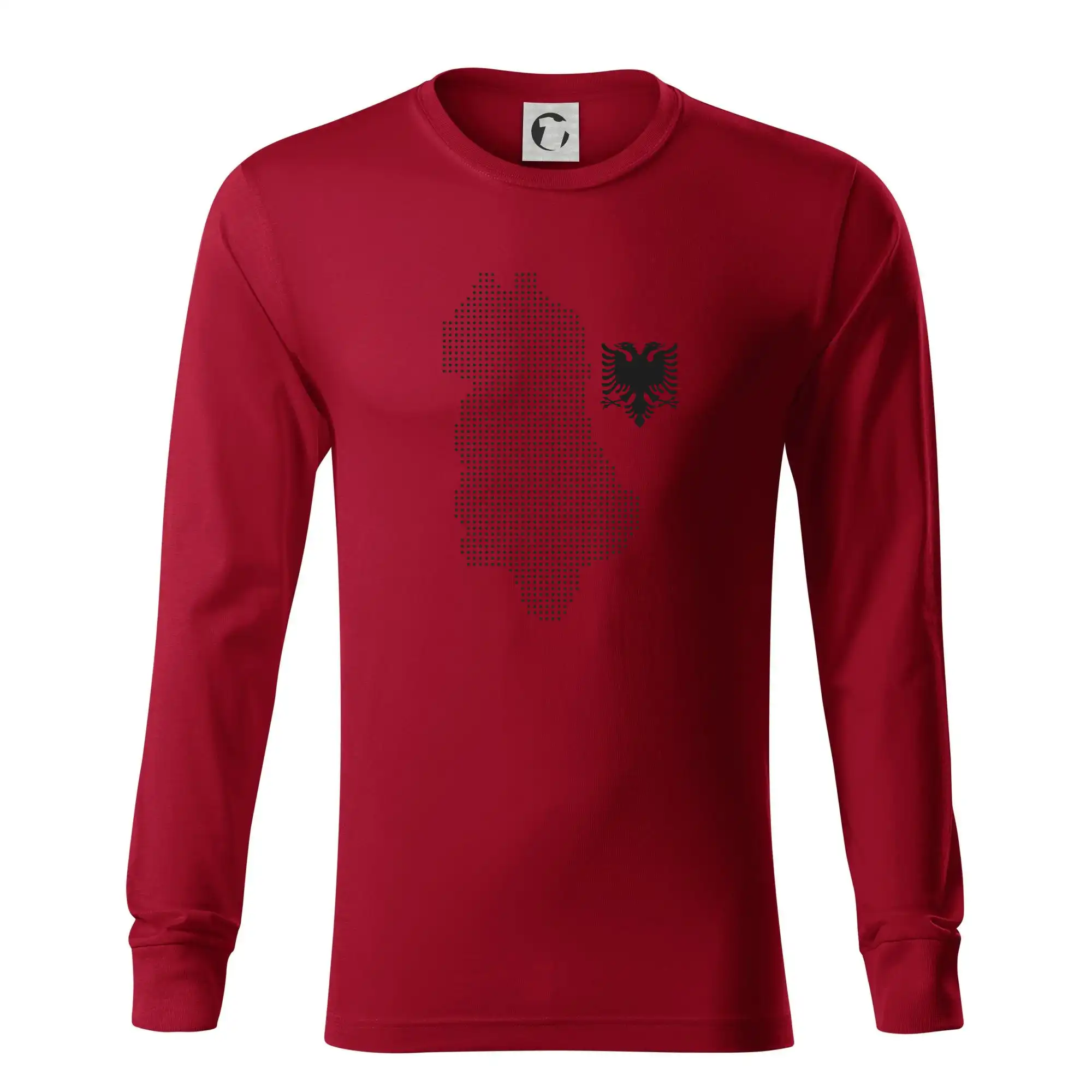 Ostatné mestá / miesta - Albánsko mapa bodkovaný - Tričko s dlhým rukávom LS R05
