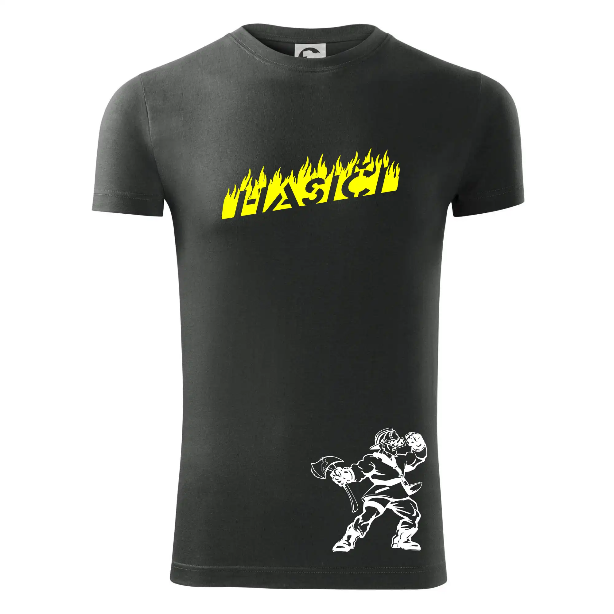 Originálne tričká pre hasičov - Hasič stojaci - nápis hasiči - Veľký nápis na chrbte - Viper FIT - Pánske zúžené tričko