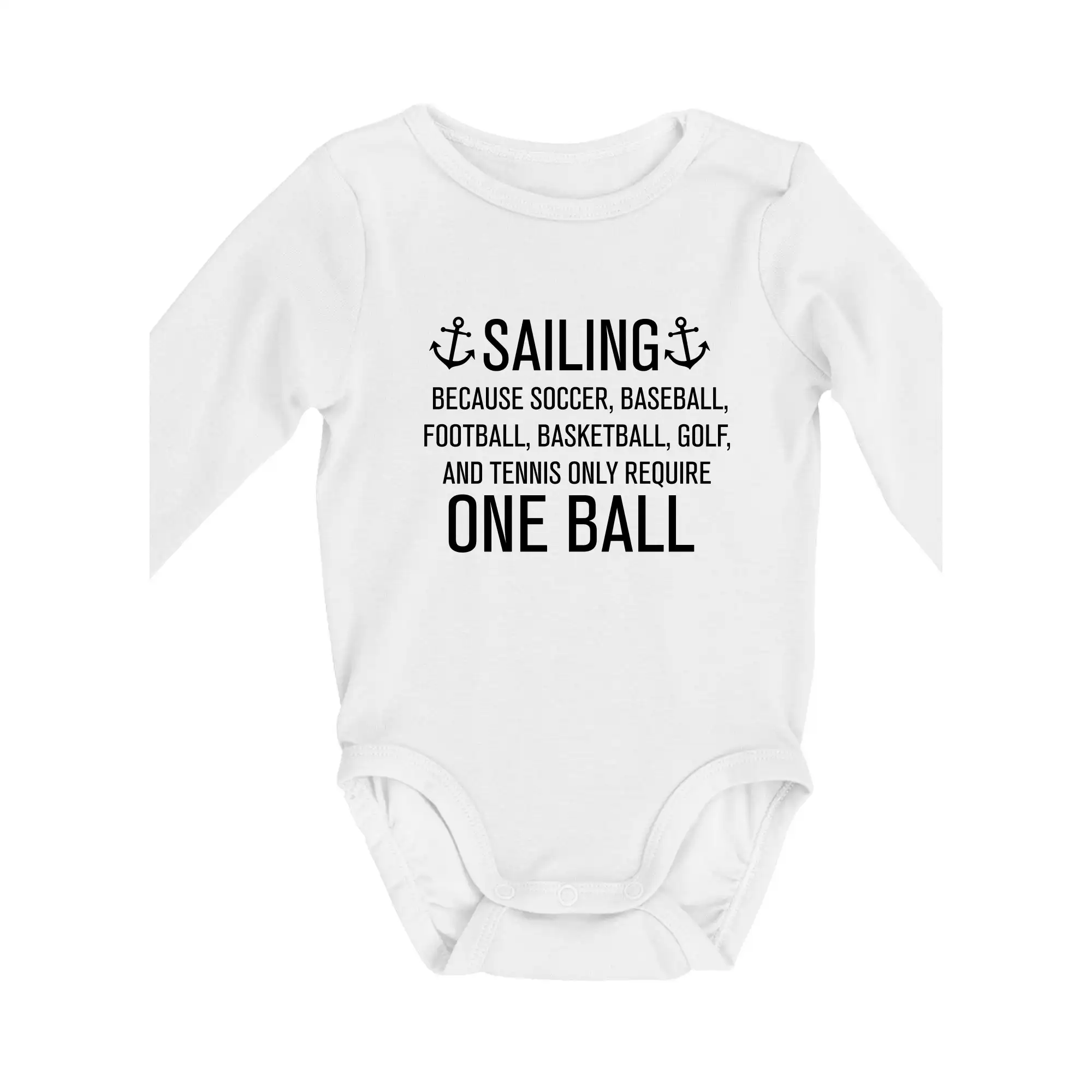 Vodácke tričká - Sailing beacause one ball - Body dojčenské s dlhým rukávom