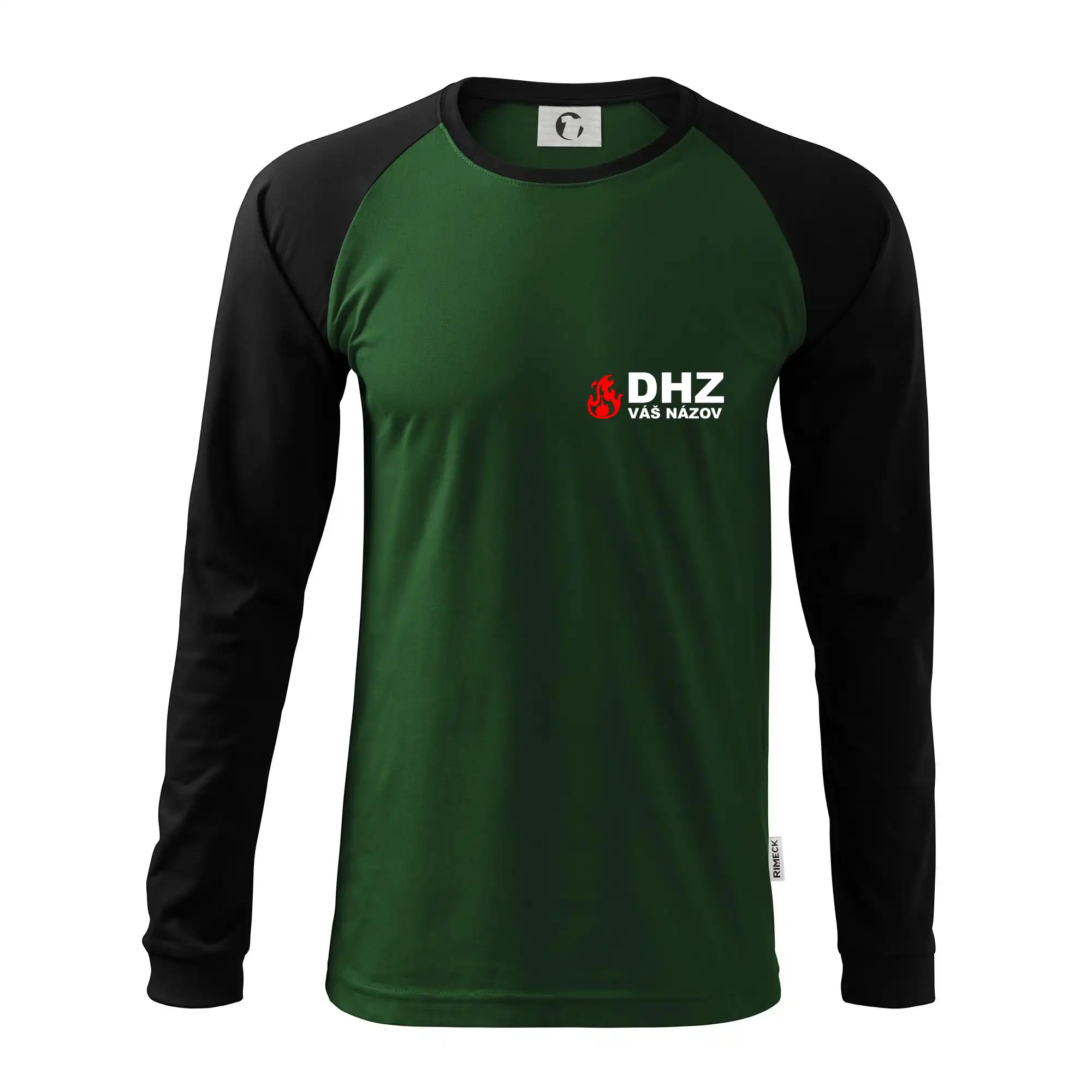Originálne tričká pre hasičov - DHZ (oheň, názov sboru - vlastný nápis) - Pánske tričko s dlhým rukávom LS130