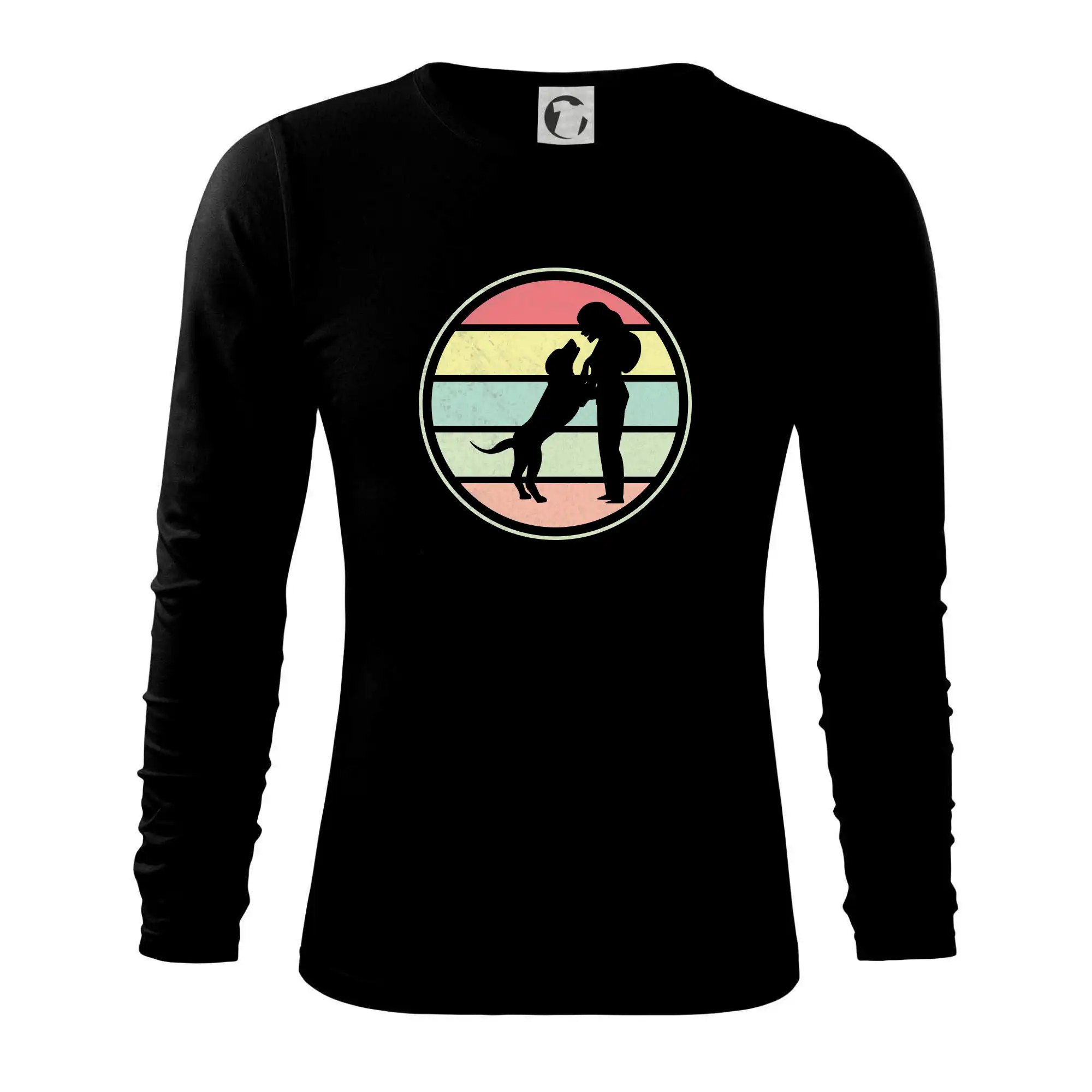 Ostatné psie plemená - Retro kruh - psie vítanie - Tričko s dlhým rukávom FIT-T long sleeve