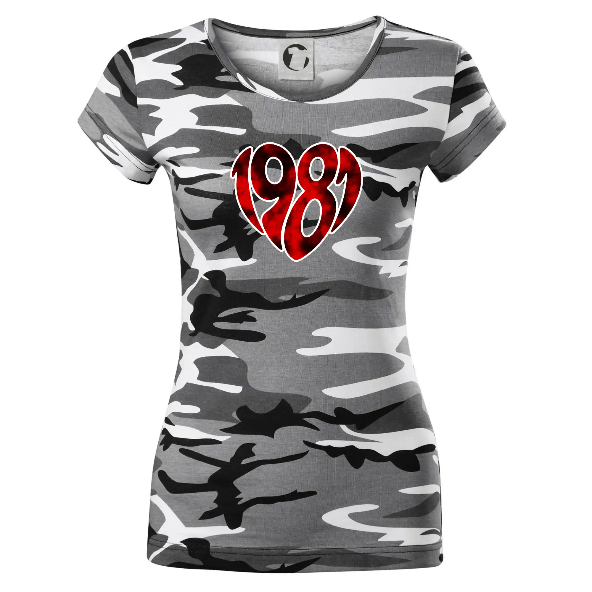 Trička s ročníkom 1981 - 1981 v srdci - Dámske maskáčové tričko