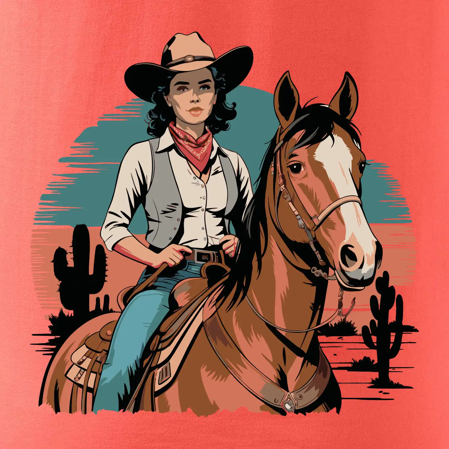 Cowgirl vintage na koni