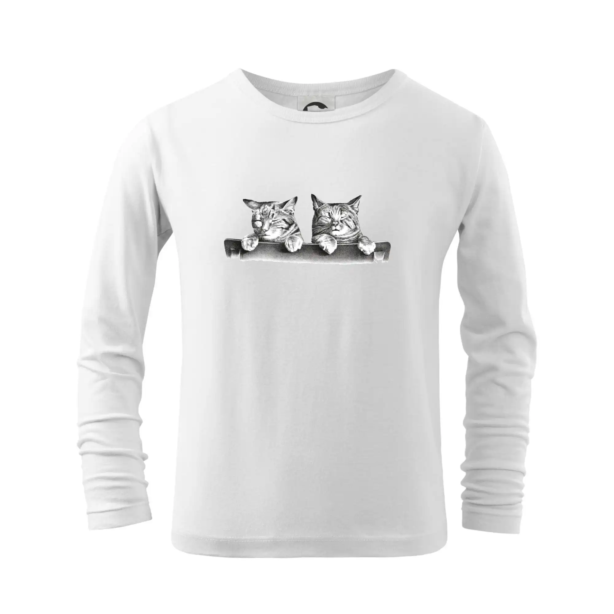 Vtipná tričká s mačkou - Dve mačiatka na stoličke - Tričko detské Long Sleeve