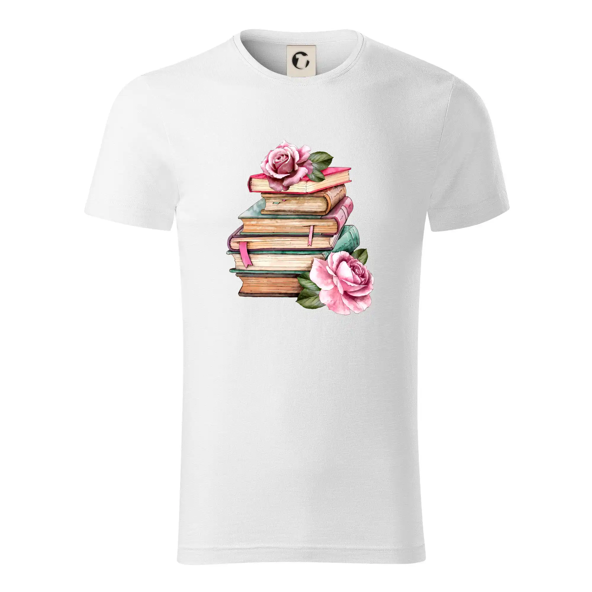 Tričká s motívom kníh pre milovníkov čítania a vône papiera - Knihy a ruže - Tričko z organickej bavlny