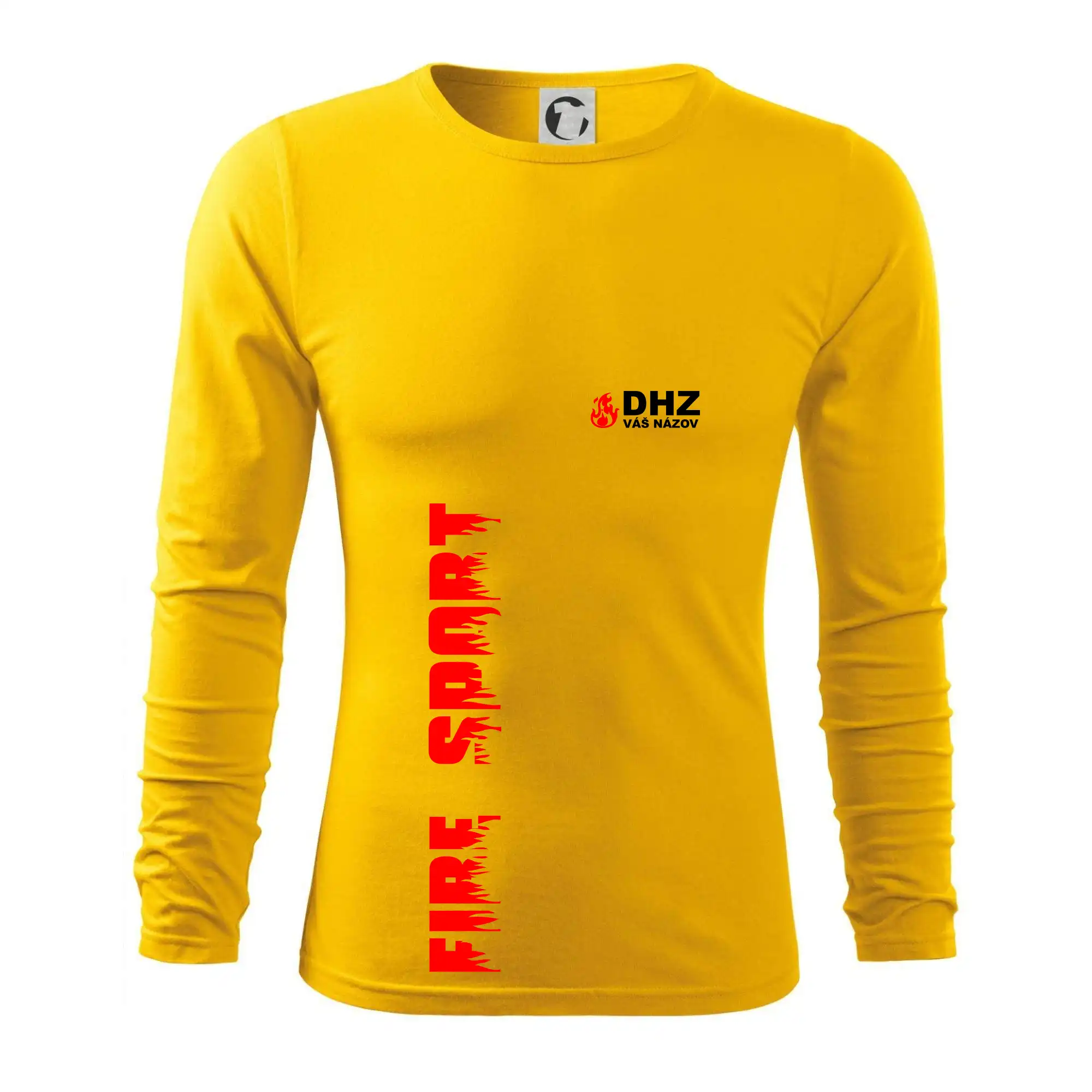 Originálne tričká pre hasičov - DHZ (oheň, firesport, názov sboru - vlastný nápis) - Tričko s dlhým rukávom FIT-T long sleeve