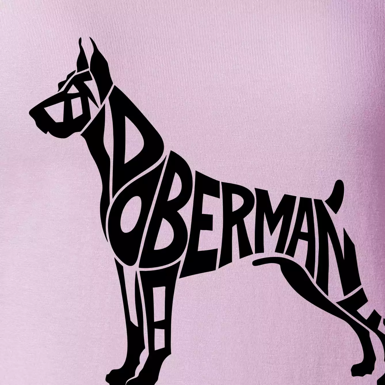 Doberman - nápis v tělě